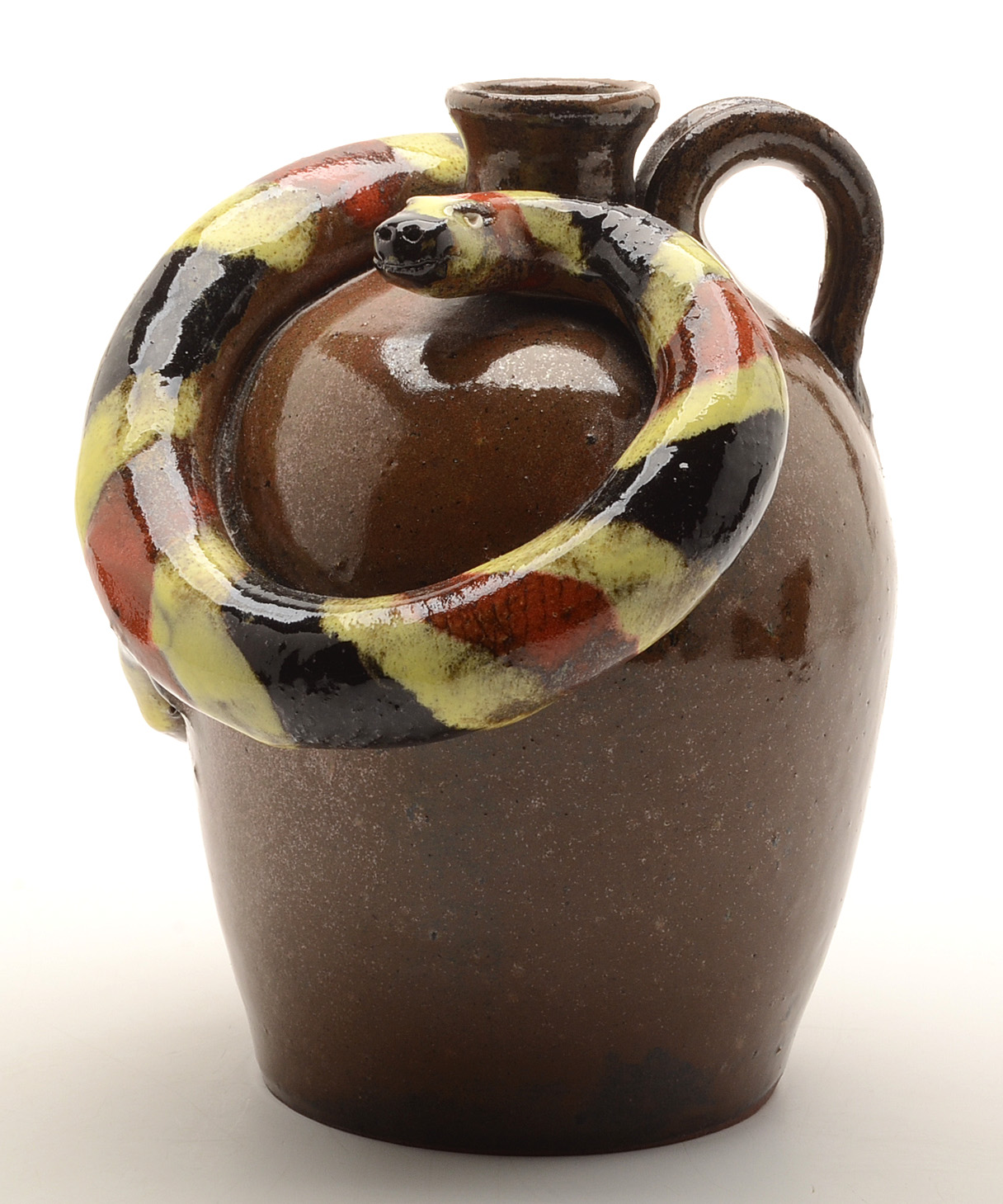 Signed Marvin Bailey Southern Folk Art Figural Pottery Jug