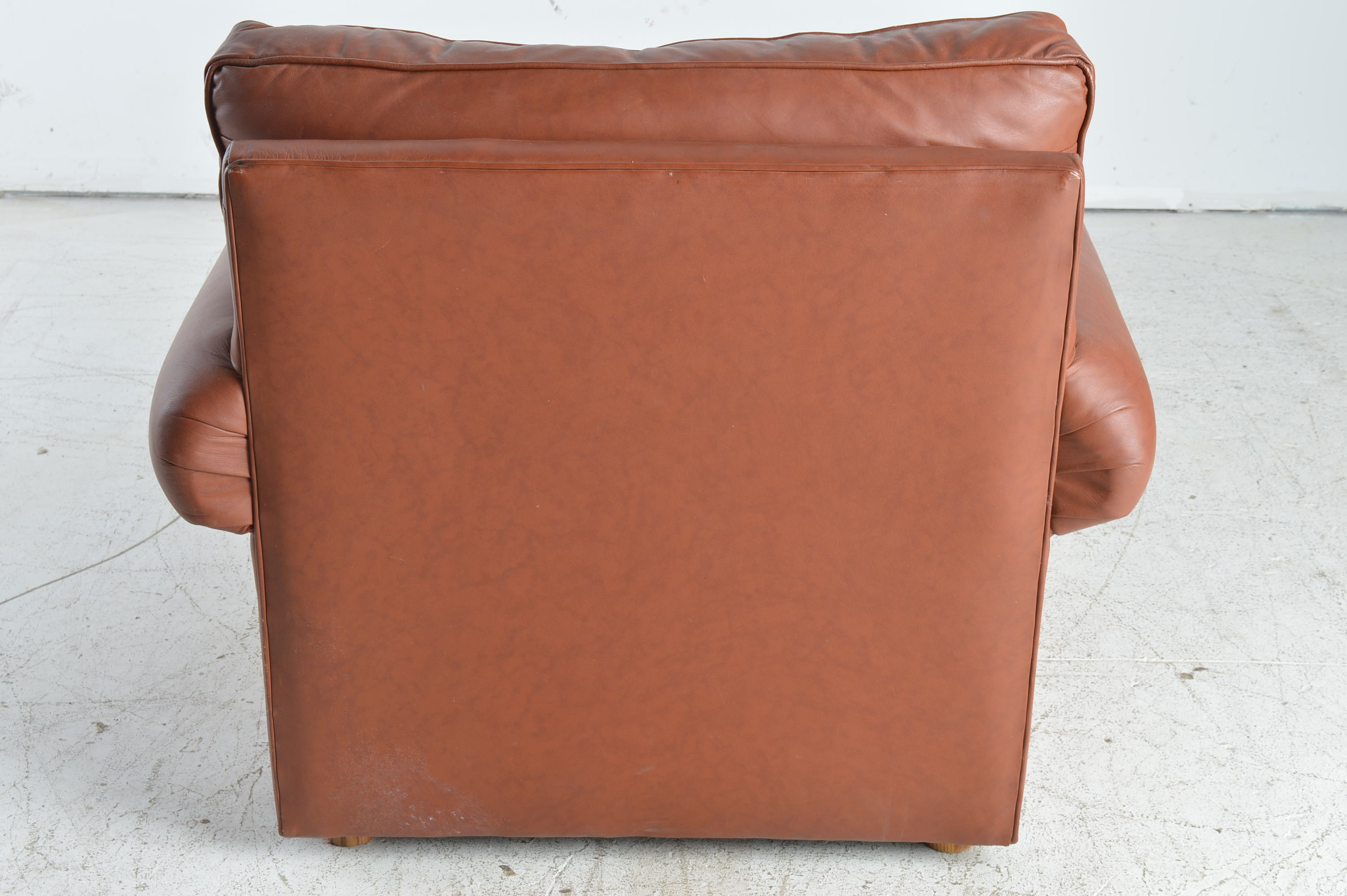 Vintage Brown Leather Armchair with Ottoman