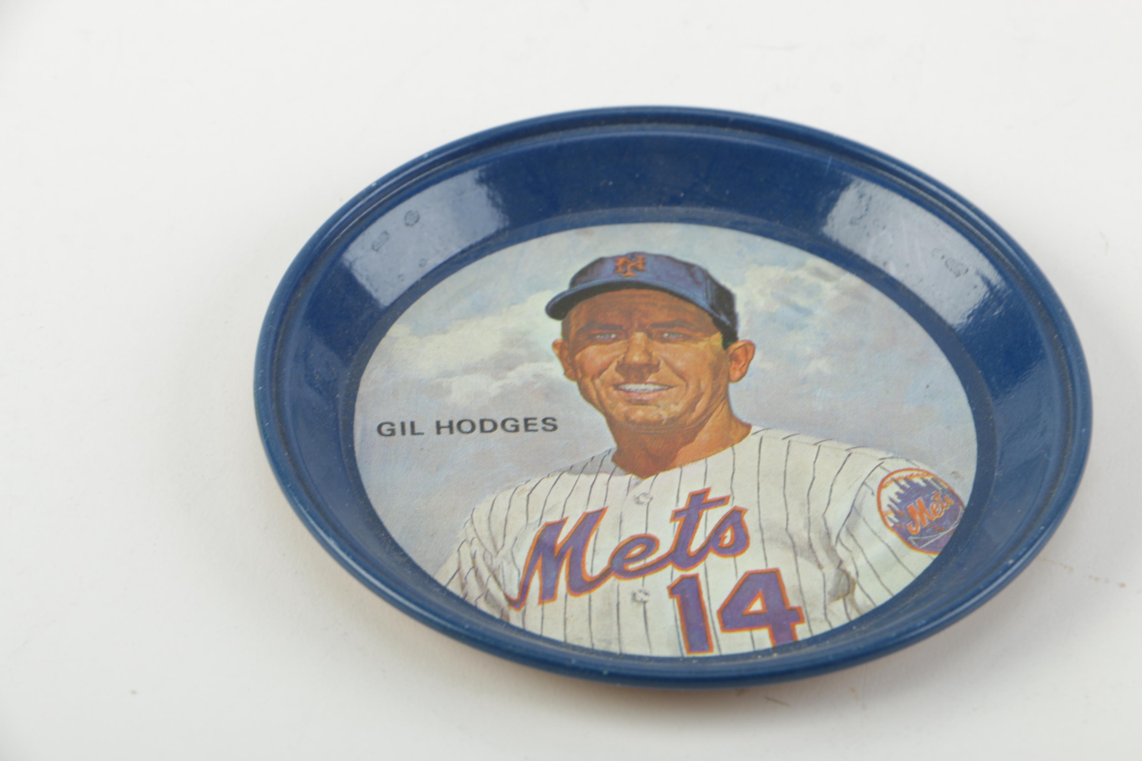 Vintage Gil Hodges New York Mets Metal Coaster