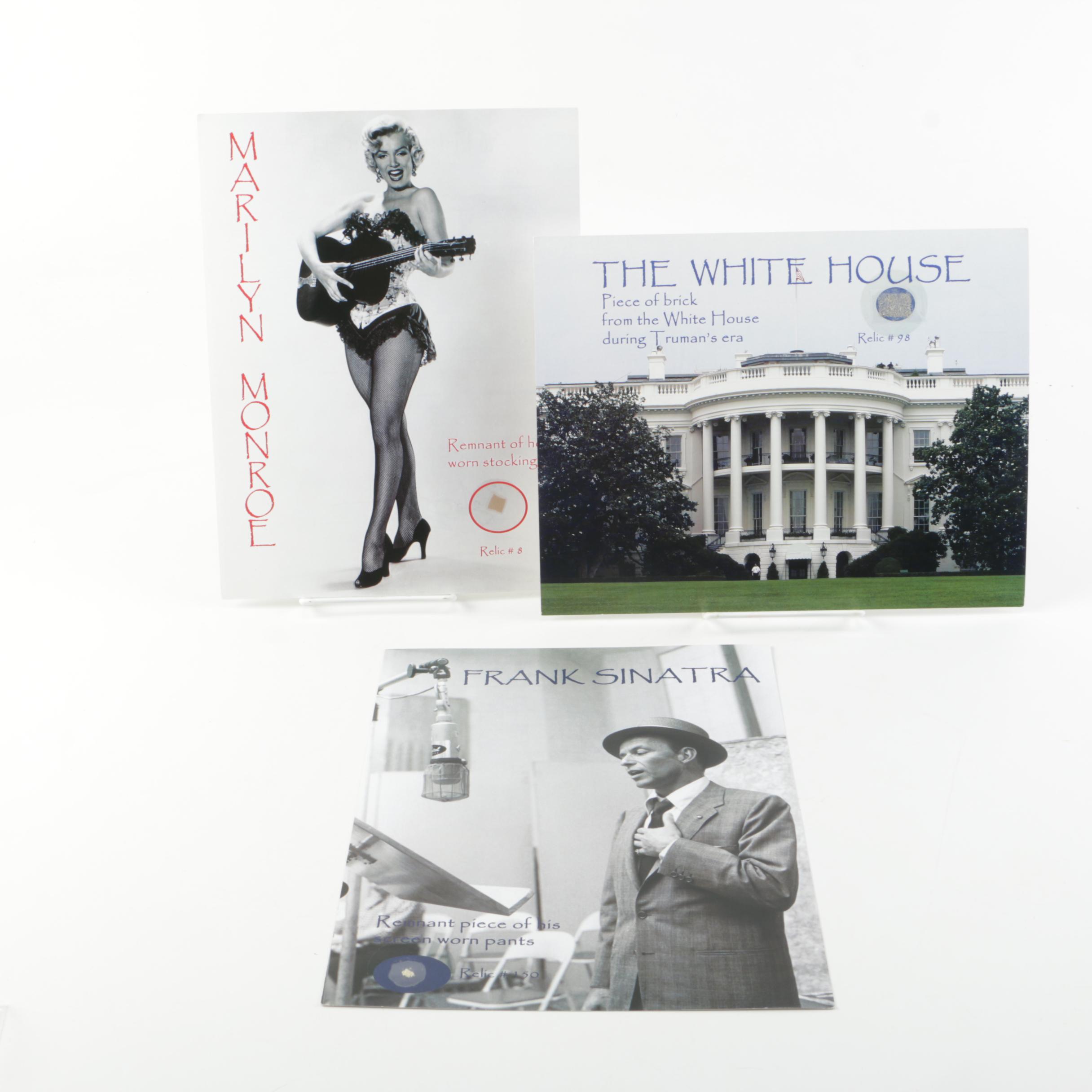 Marilyn Monroe, Frank Sinatra, and White House Relic Cards With COA