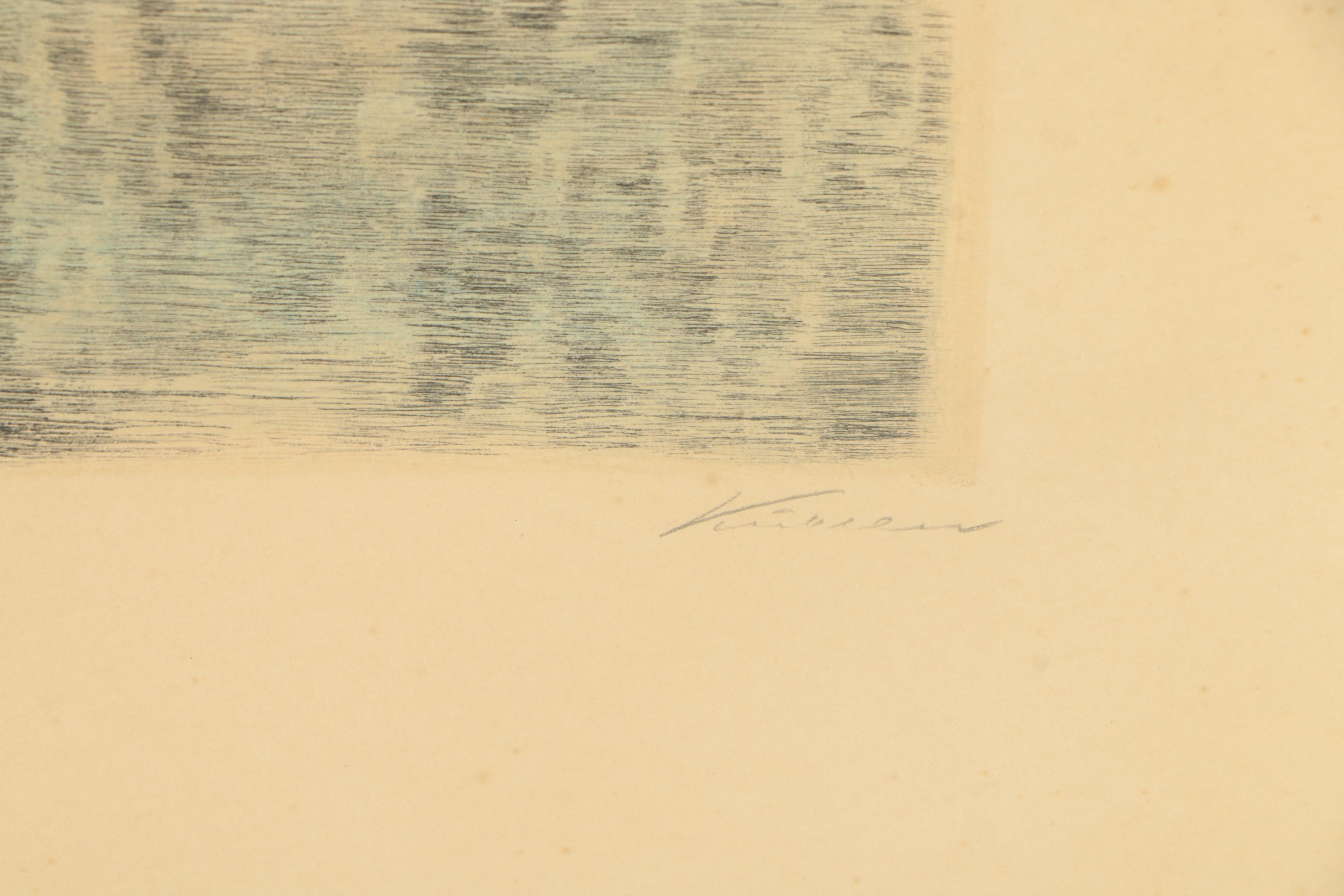 Hand Colored Etching "Regensburg Dom"