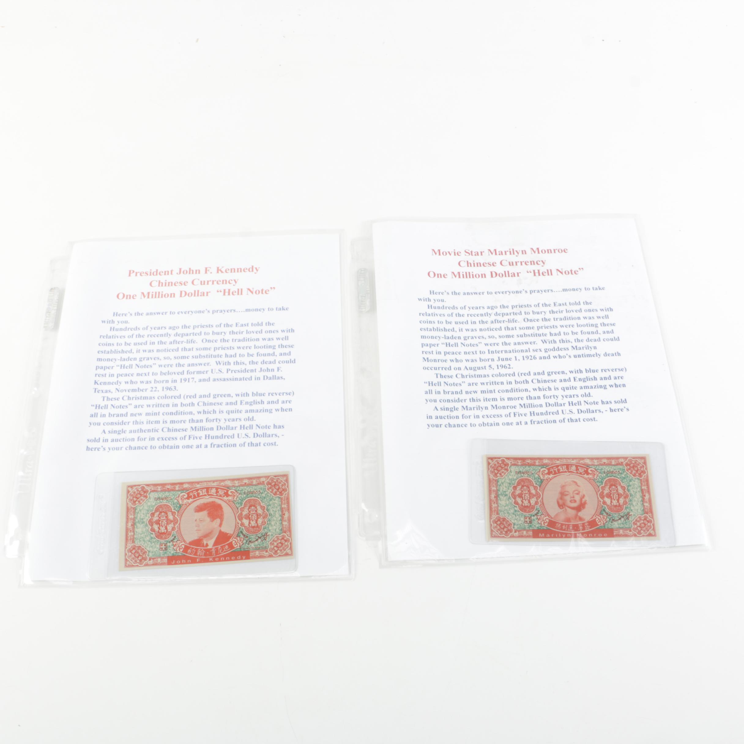 JFK and Marilyn Monroe Chinese "Hell Notes"