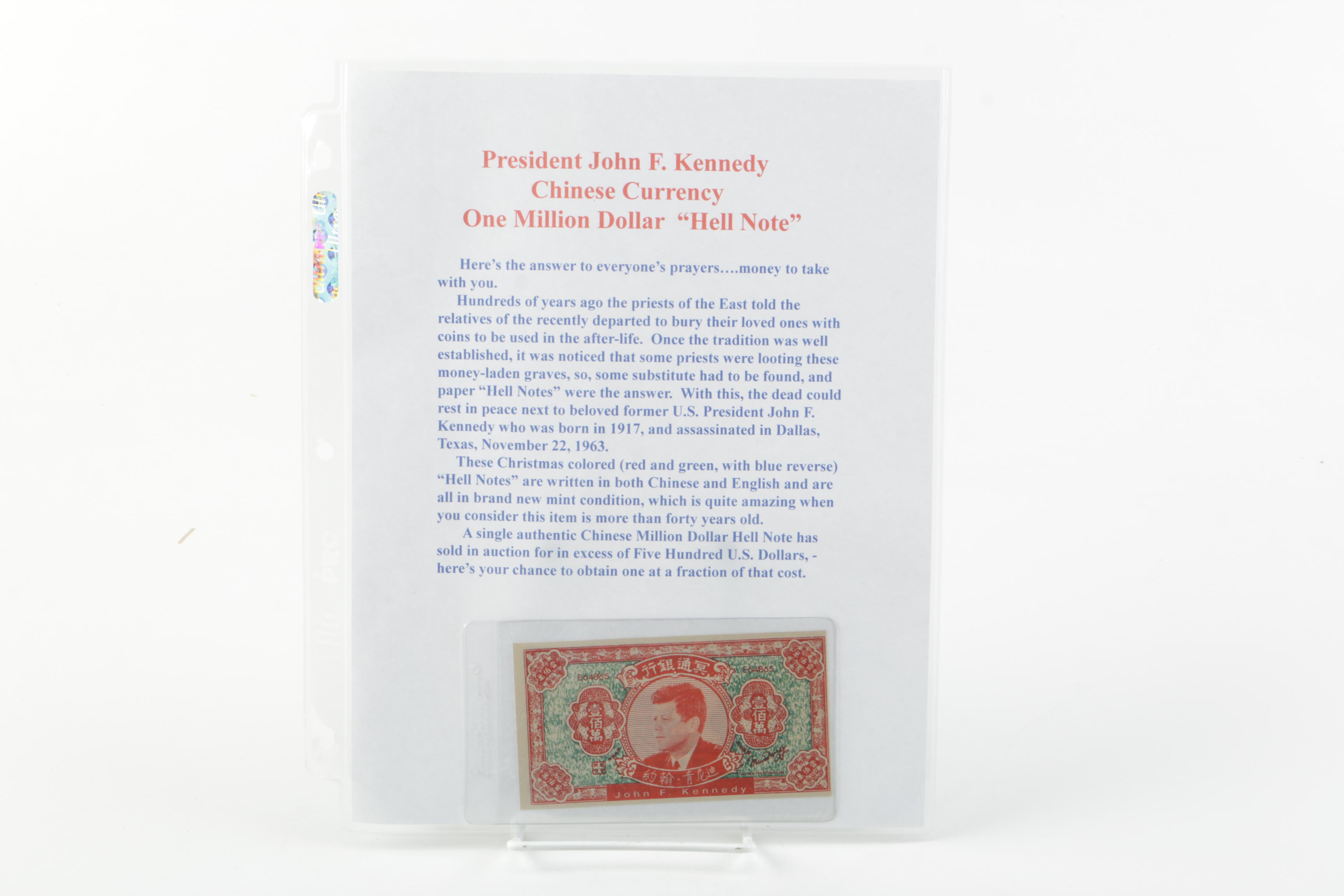 JFK and Marilyn Monroe Chinese "Hell Notes"