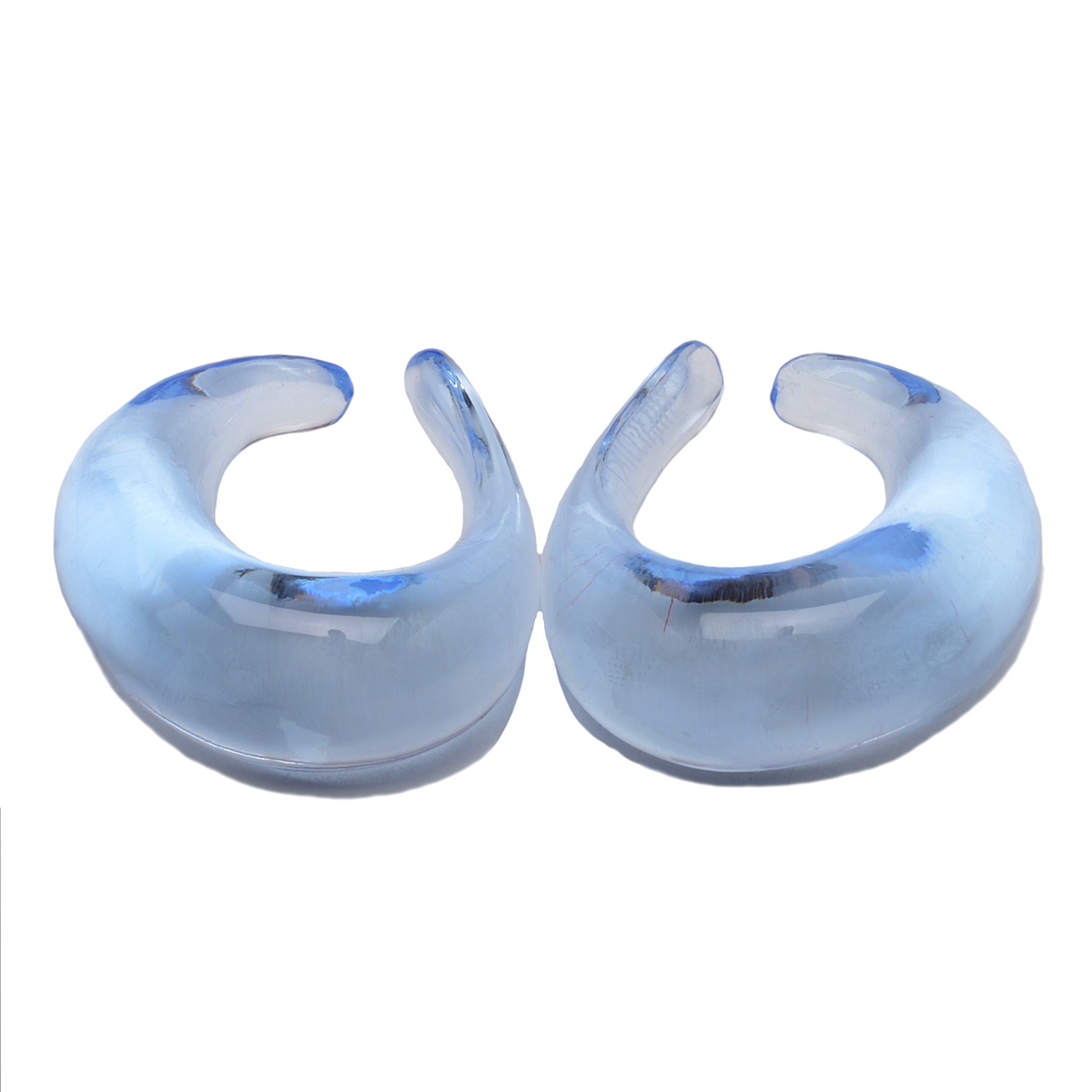 Pair of Baccarat Boucle "Aigue Marine" Crystal Earrings