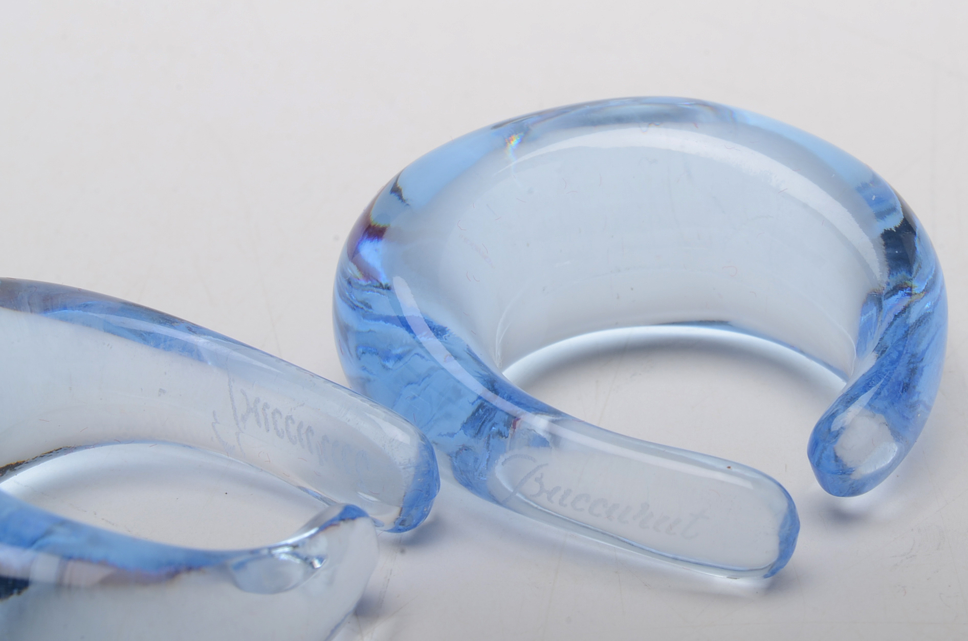 Pair of Baccarat Boucle "Aigue Marine" Crystal Earrings