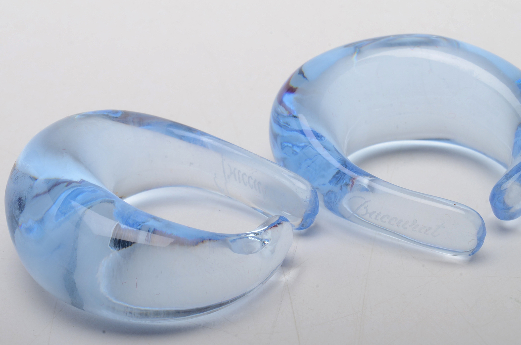 Pair of Baccarat Boucle "Aigue Marine" Crystal Earrings