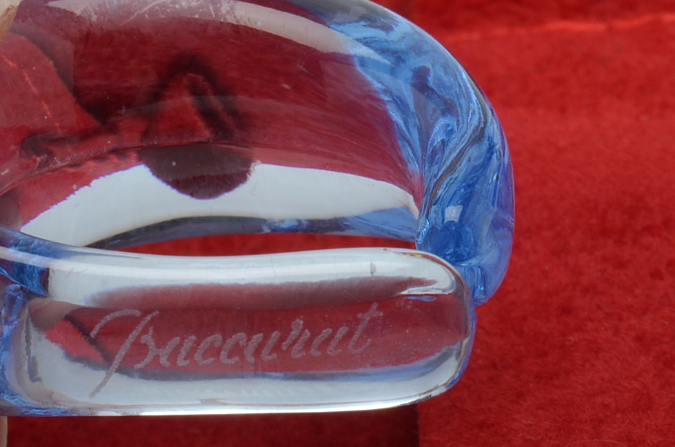 Pair of Baccarat Boucle "Aigue Marine" Crystal Earrings