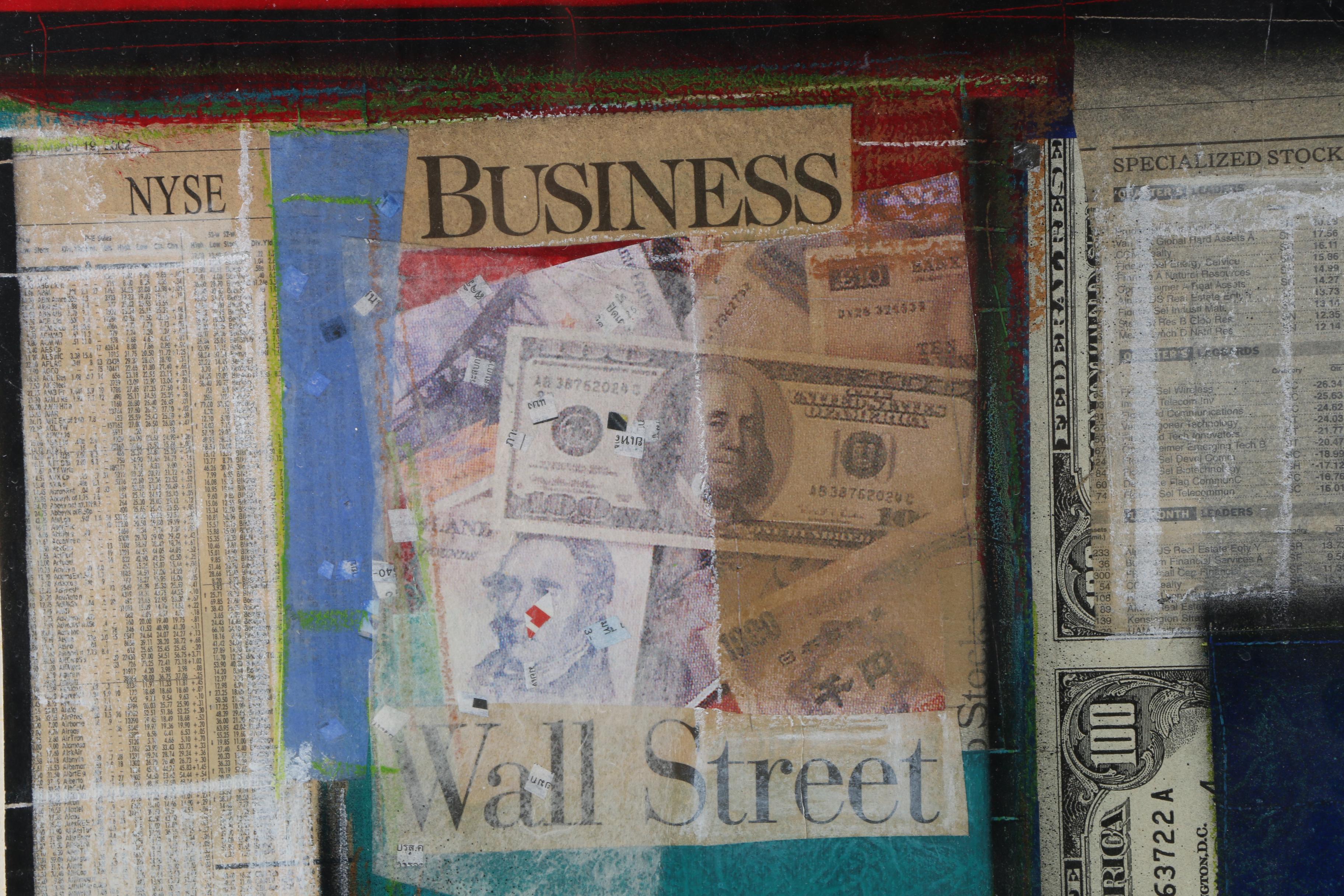 Wall Street Themed Mixed Media Collages on Paper