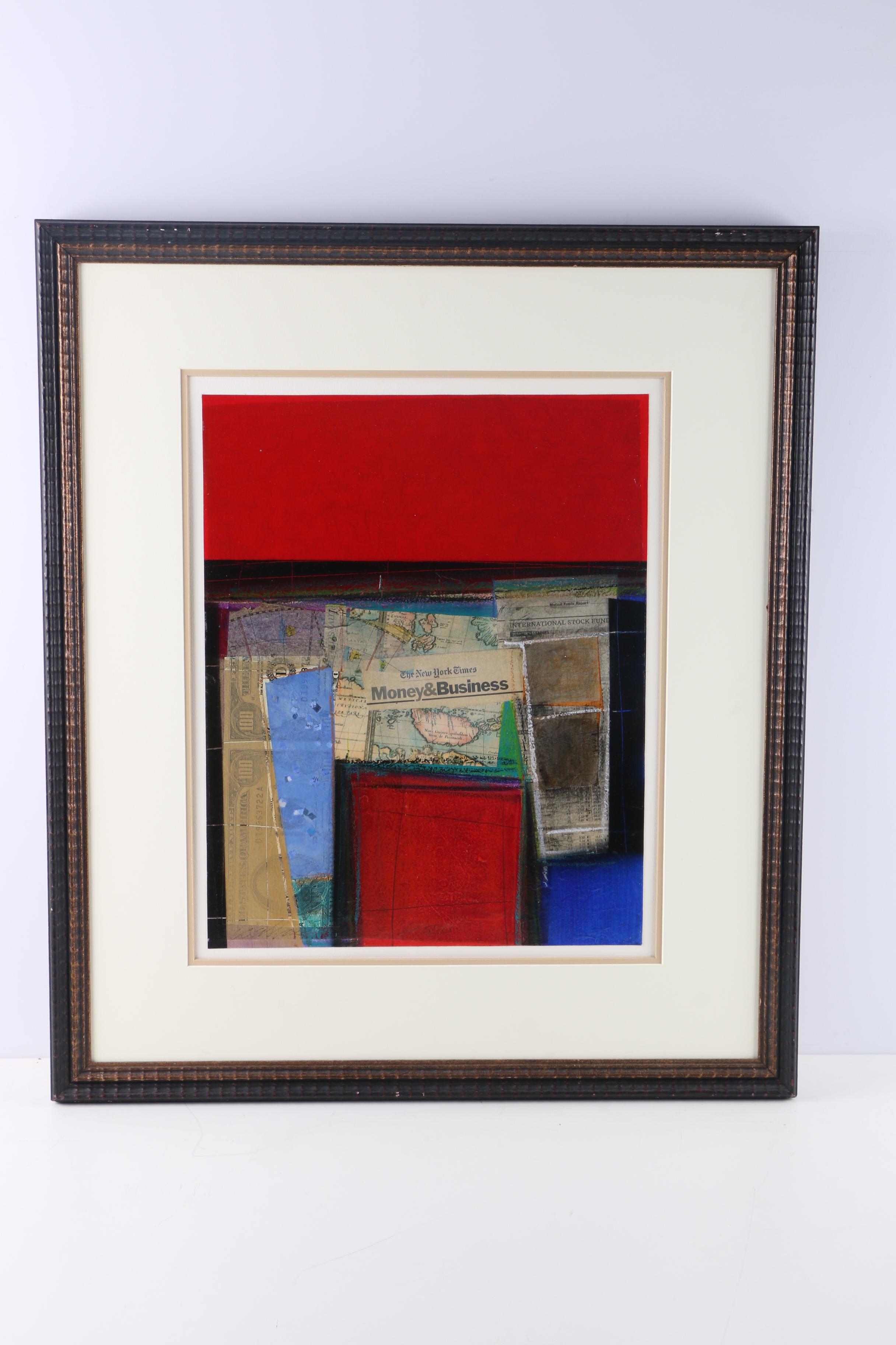 Wall Street Themed Mixed Media Collages on Paper