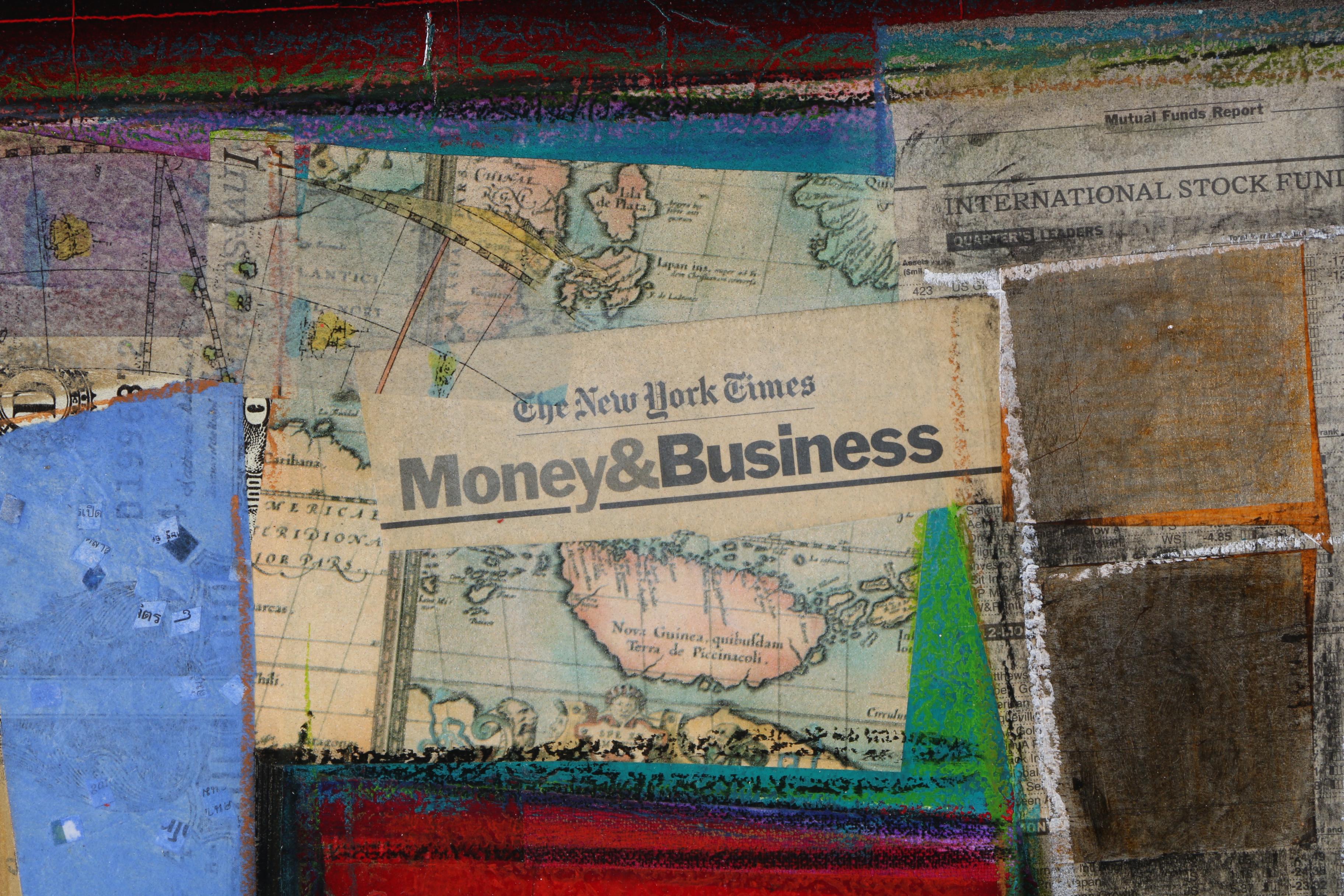 Wall Street Themed Mixed Media Collages on Paper