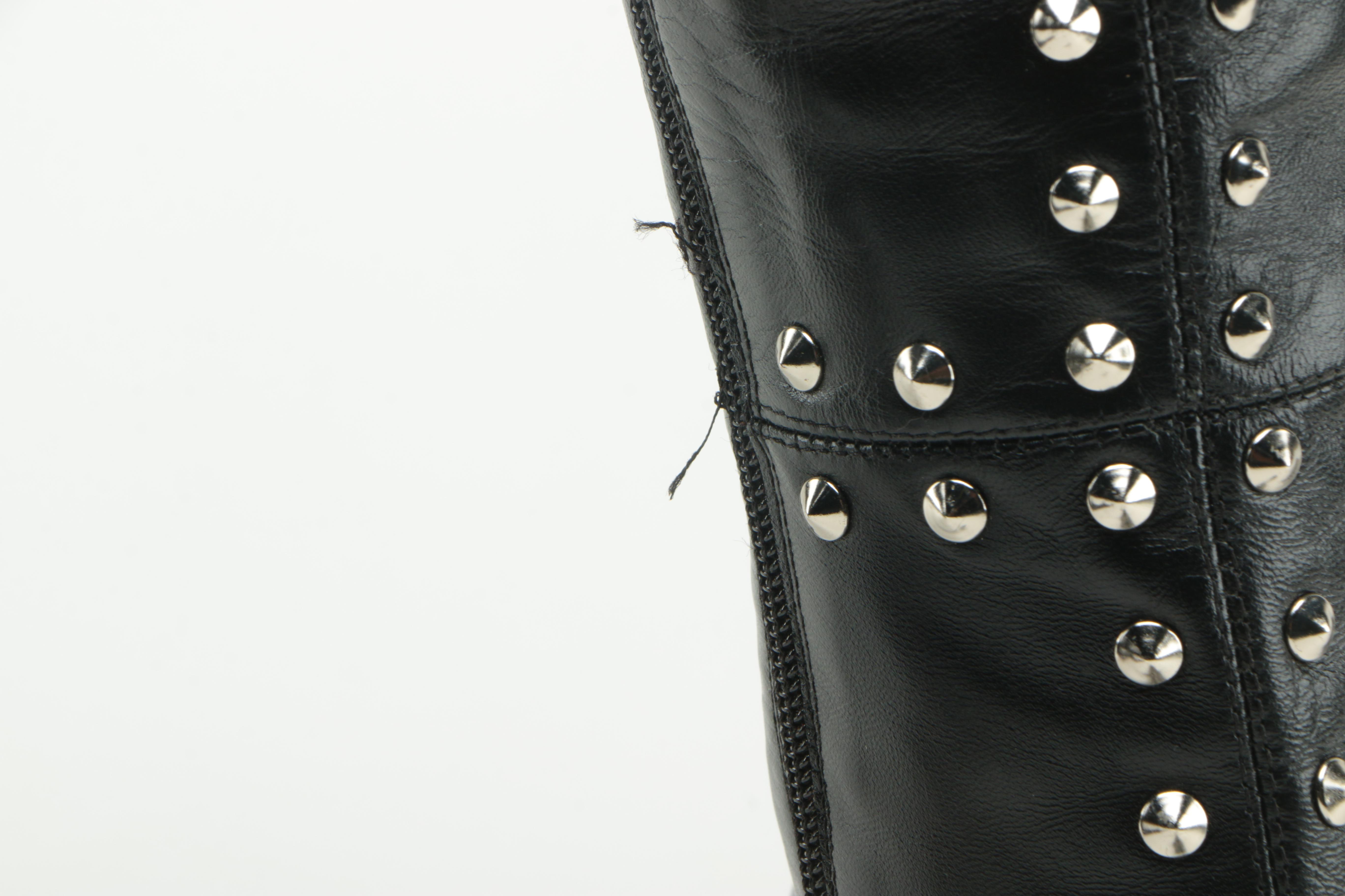 Christian Louboutin Leather Studded Thigh High Boots