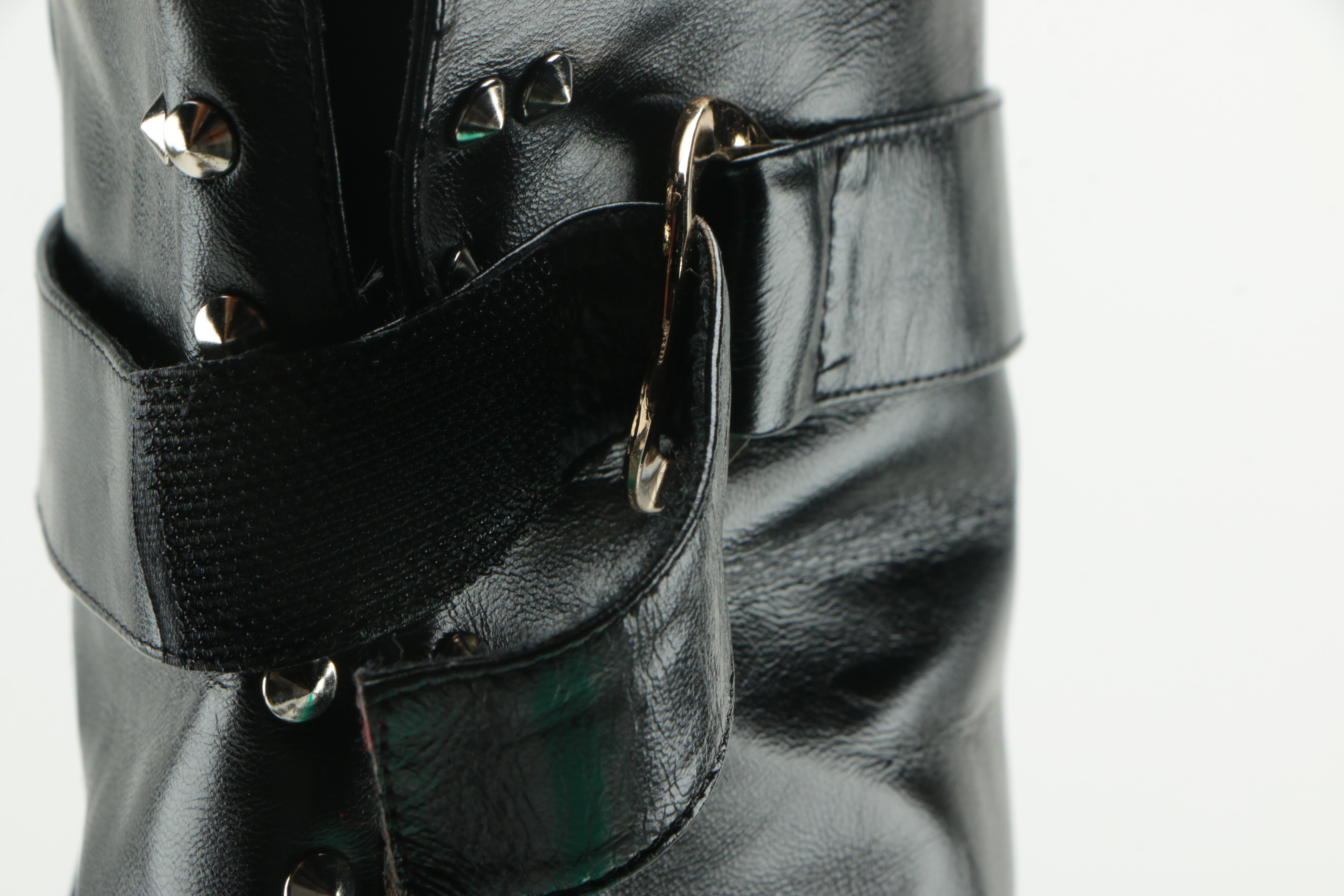 Christian Louboutin Leather Studded Thigh High Boots