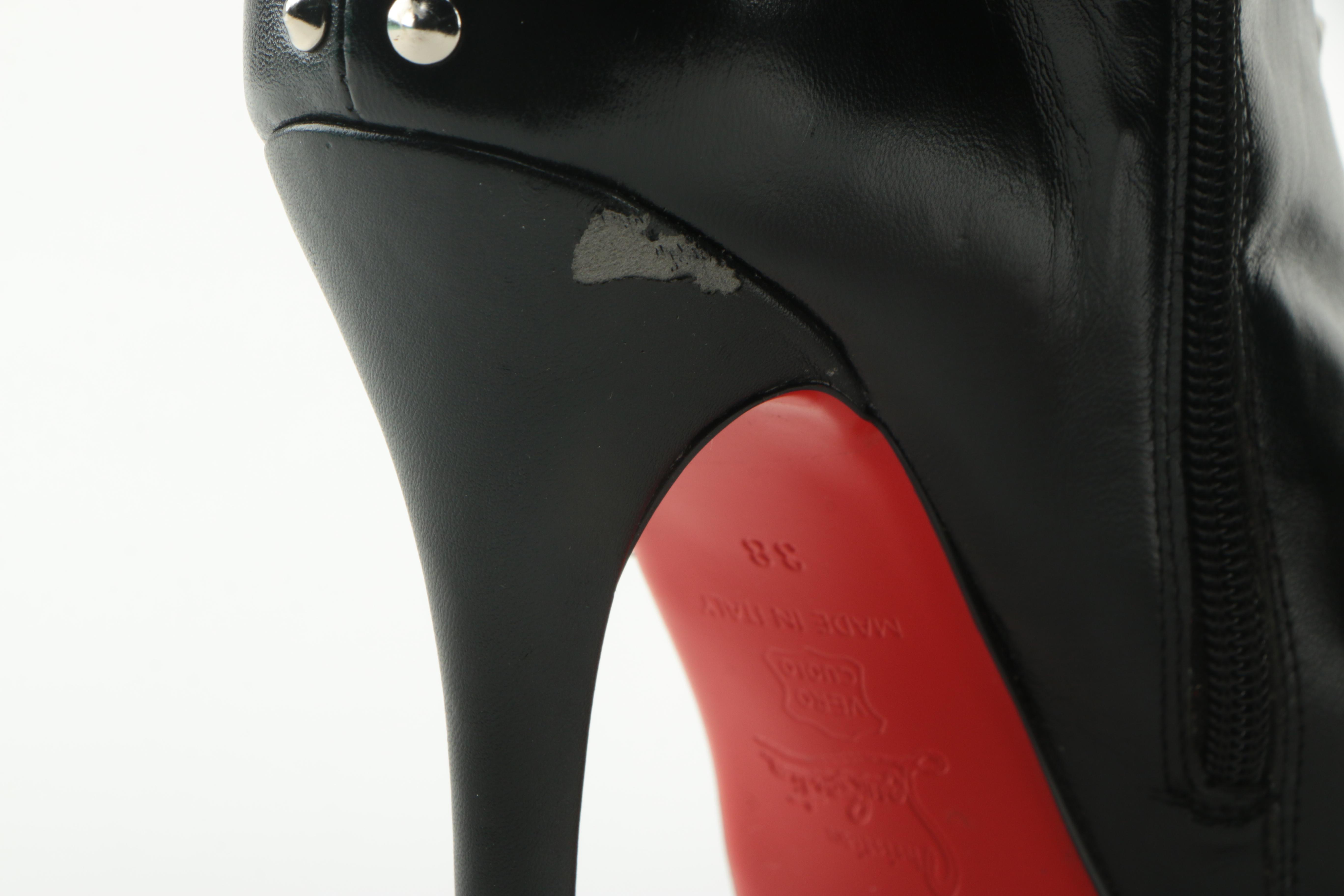 Christian Louboutin Leather Studded Thigh High Boots