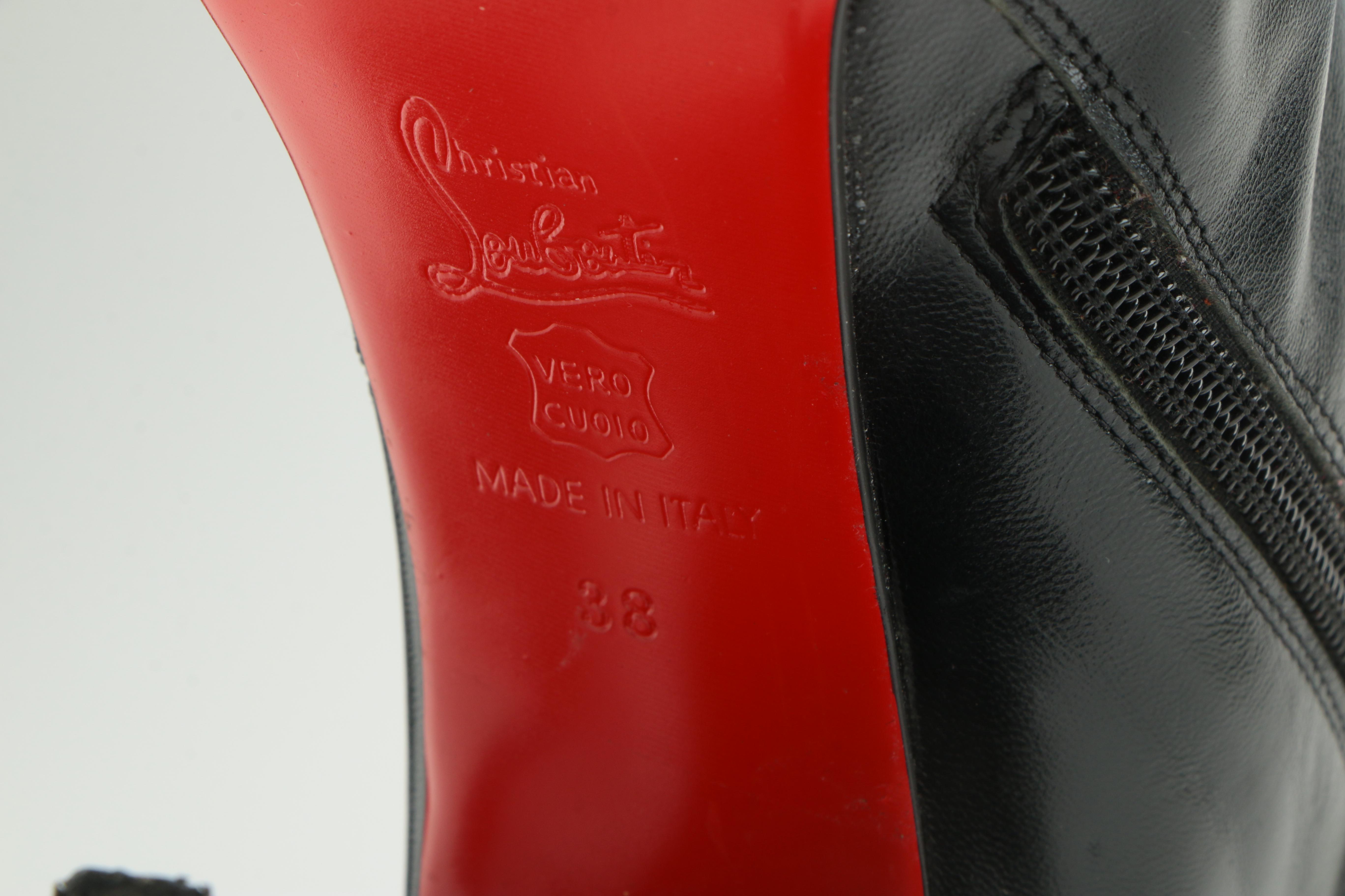 Christian Louboutin Leather Studded Thigh High Boots