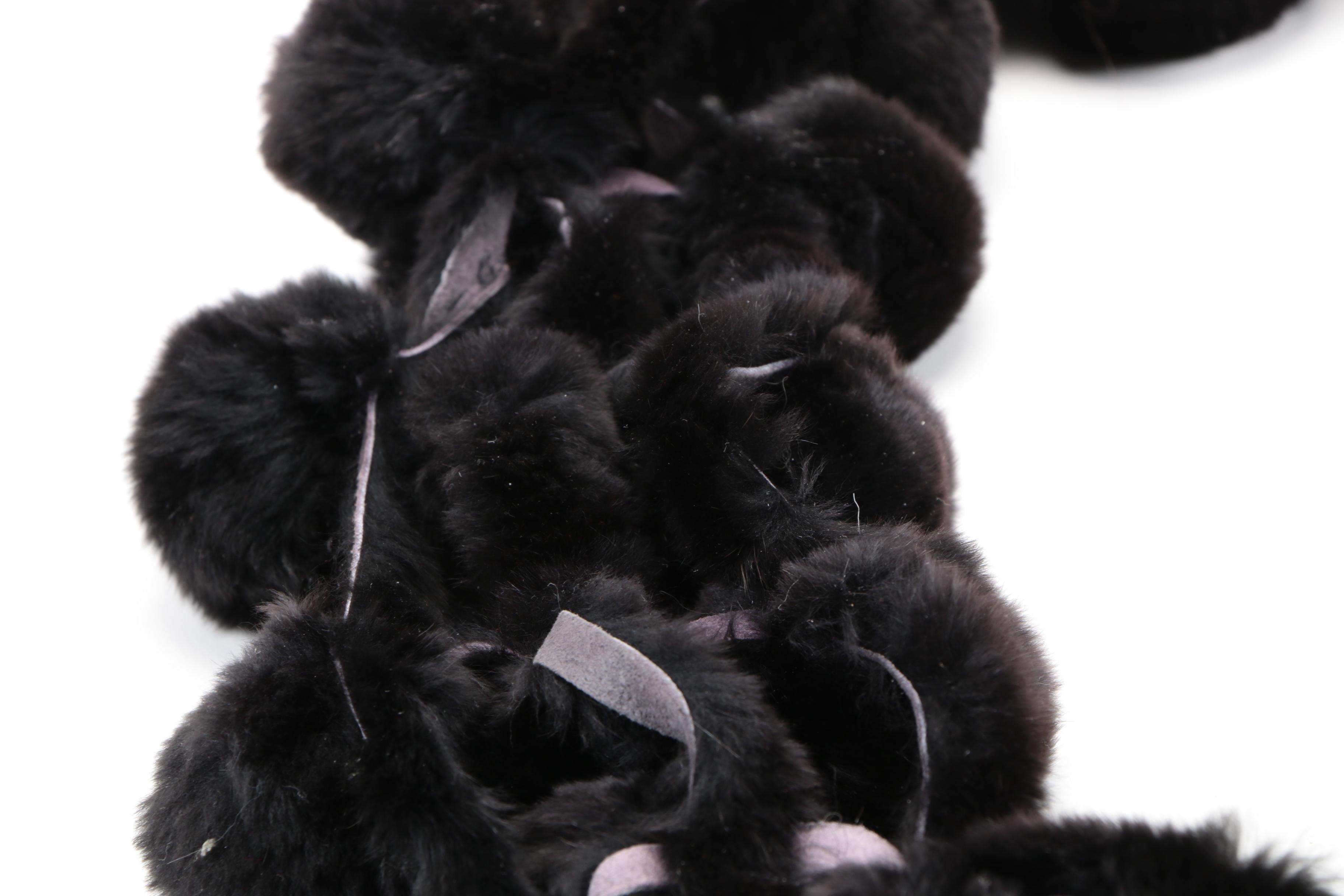 Rabbit Fur Pom Pom Scarf
