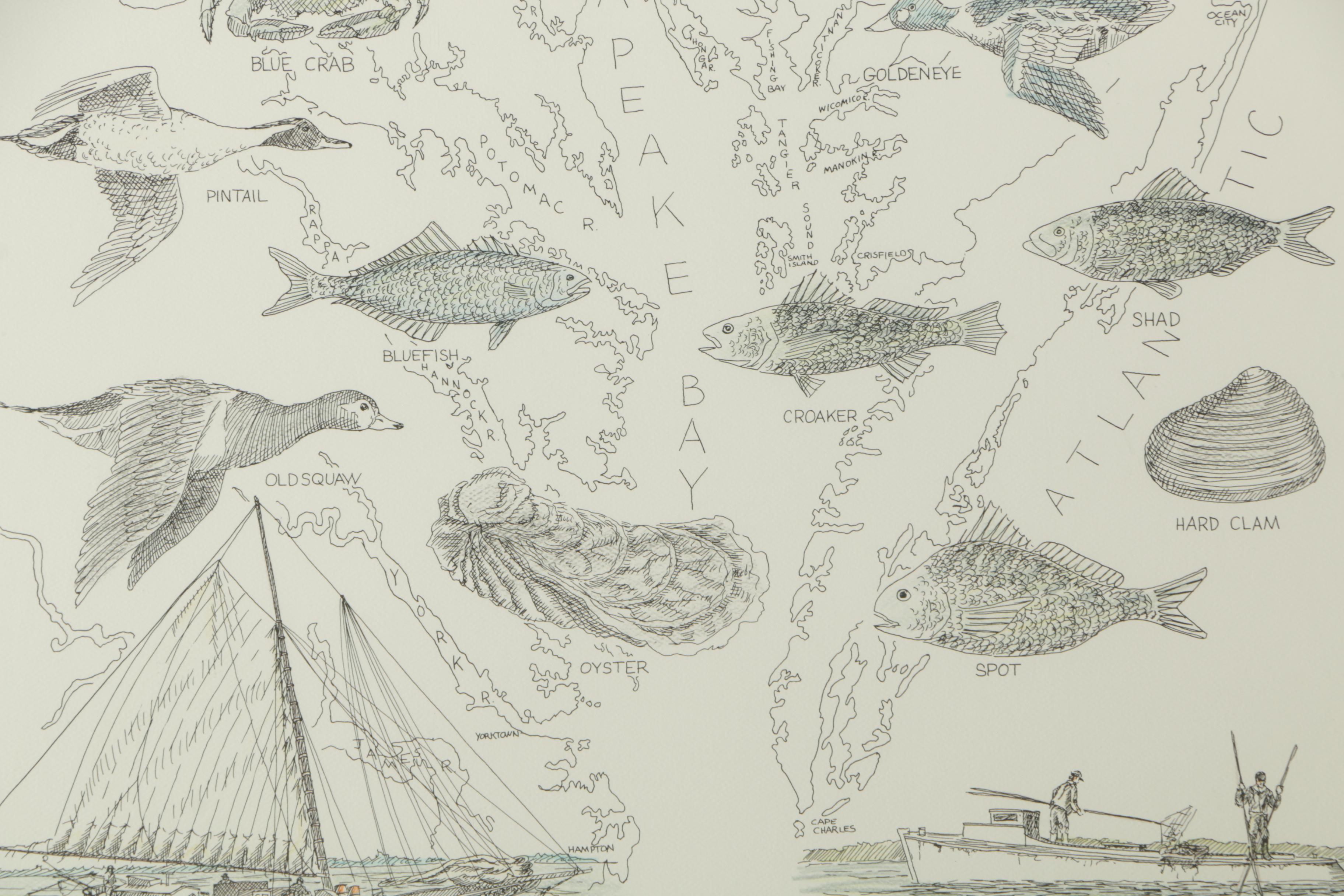 David Morehead Lithograph "Harvest of the Chesapeake"