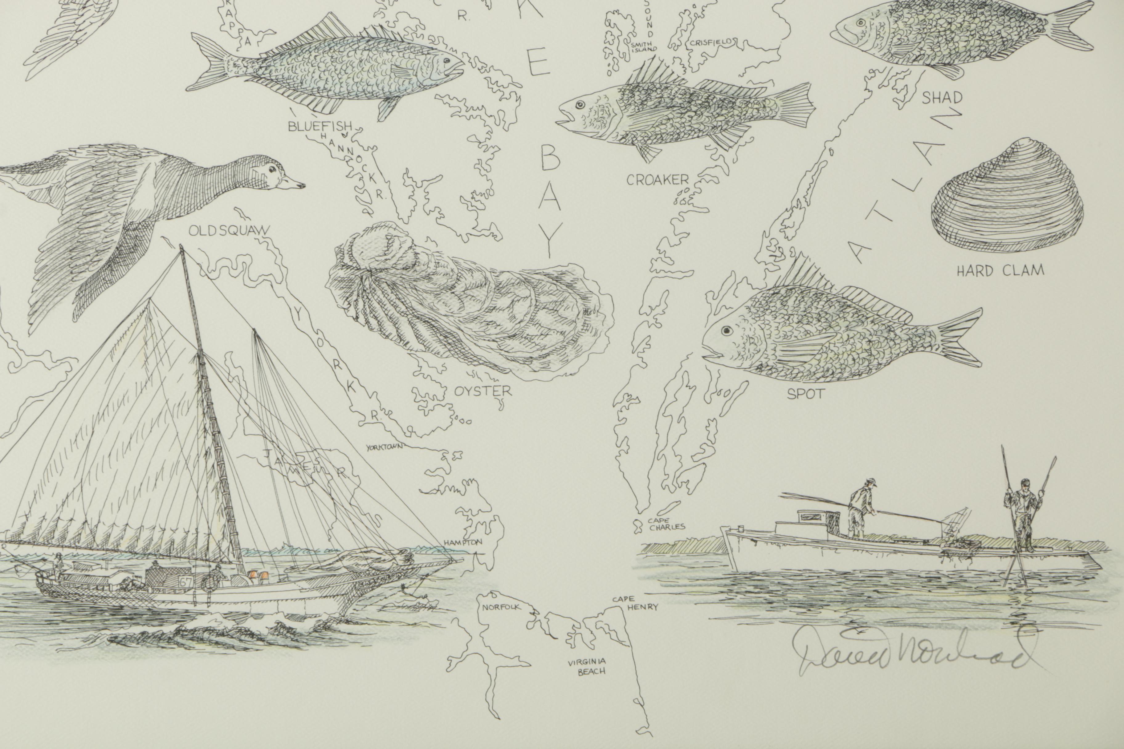 David Morehead Lithograph "Harvest of the Chesapeake"