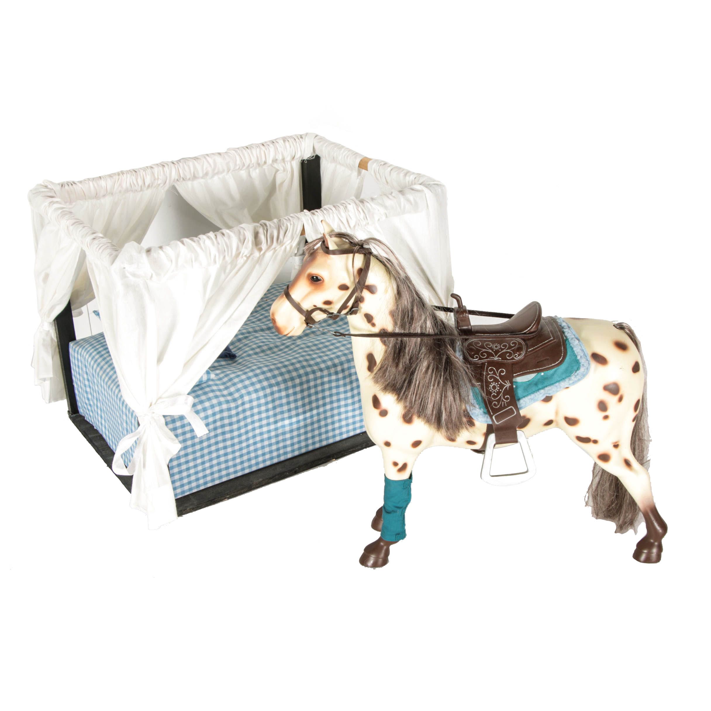Battat Saddled Horse and a Four Poster Doll Bed