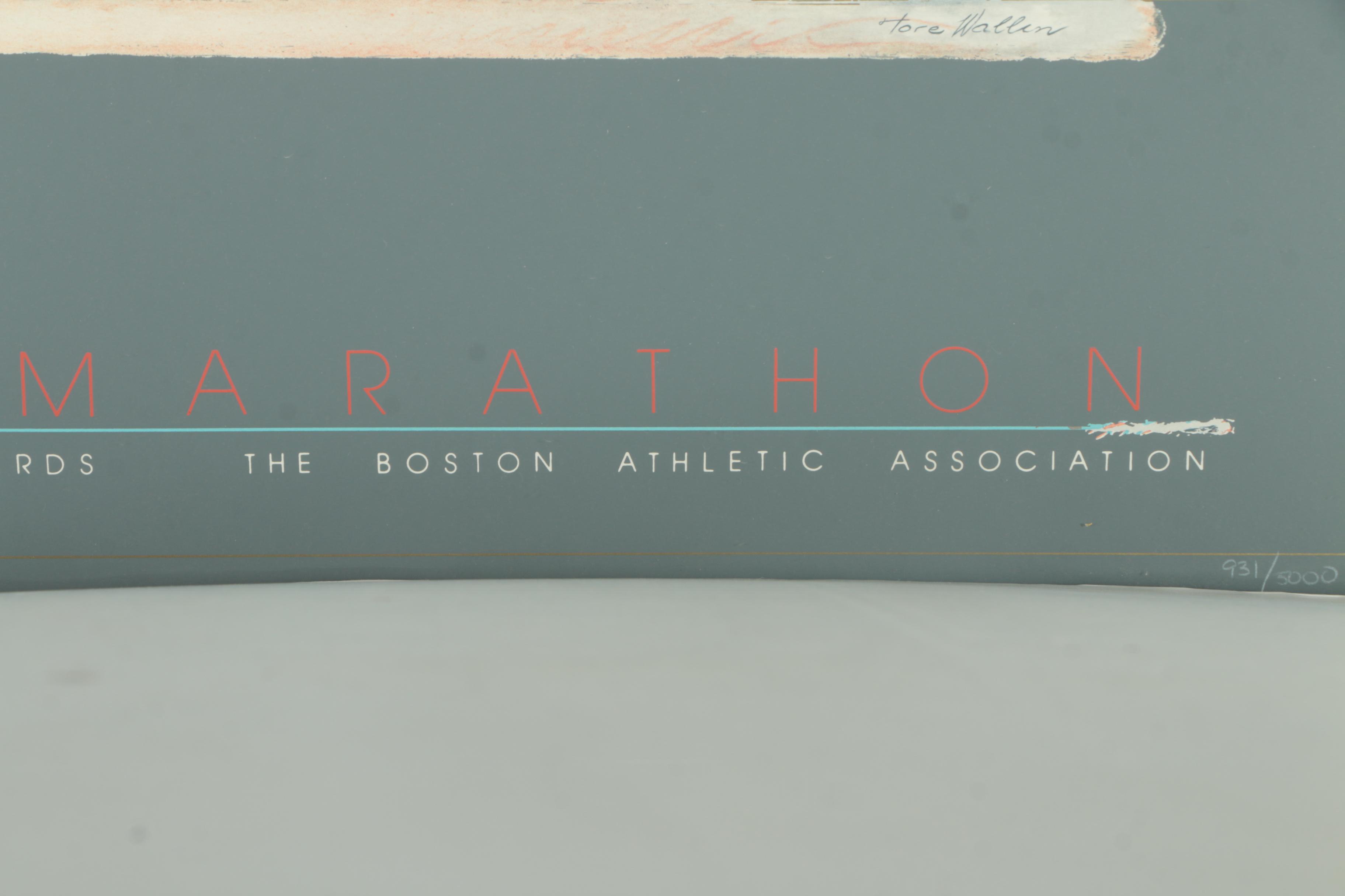 Limited Edition Giclee Print After Wallin Poster For The 1984 Boston Marathon