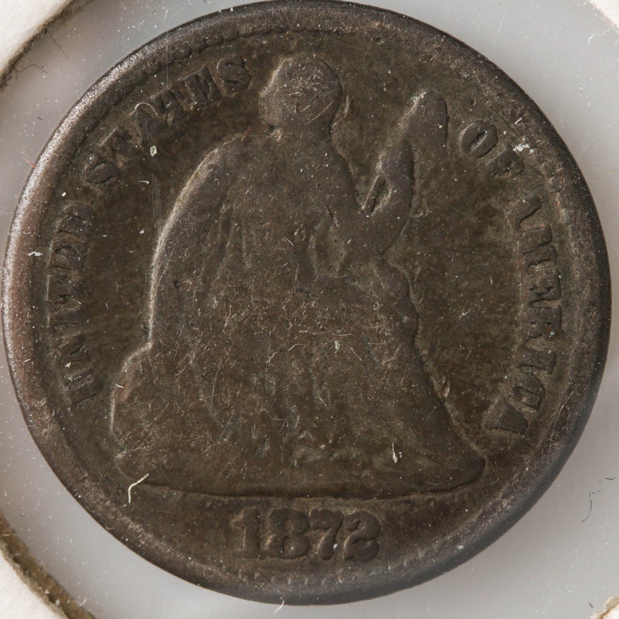 1872 Seated Liberty Silver Half Dime
