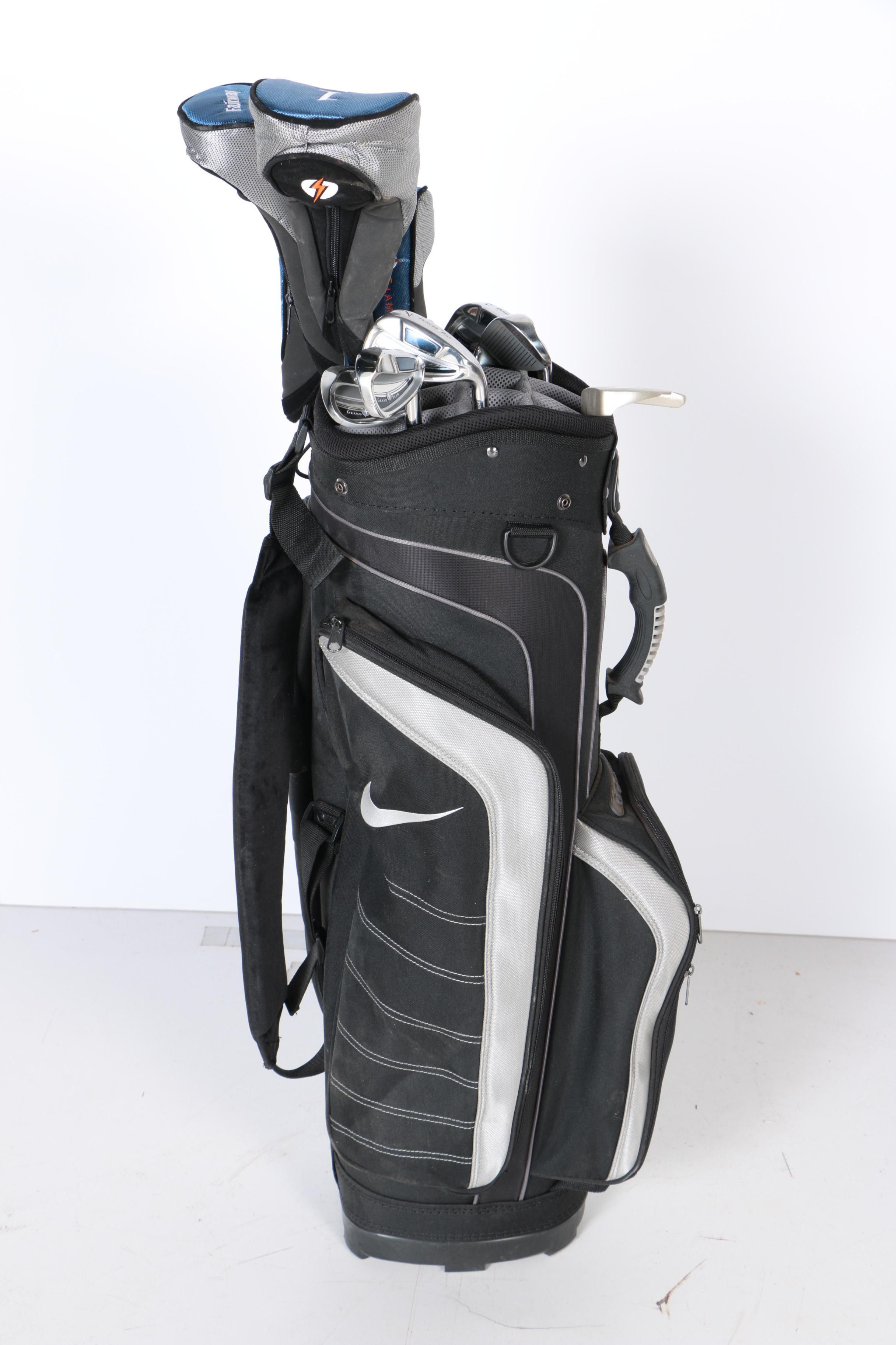 Nike Golf Bag with Clubs & Wilson Shag Bag