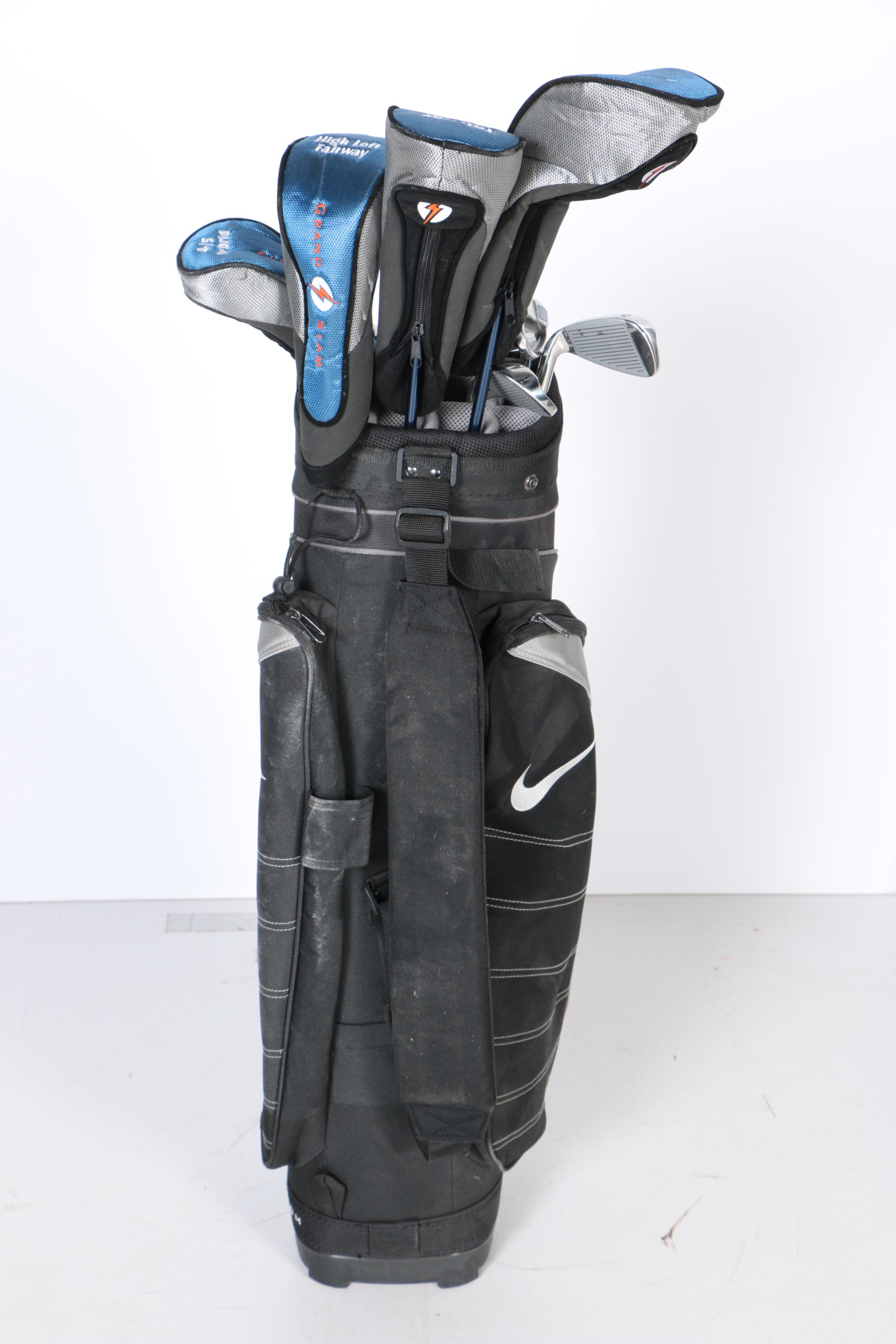 Nike Golf Bag with Clubs & Wilson Shag Bag