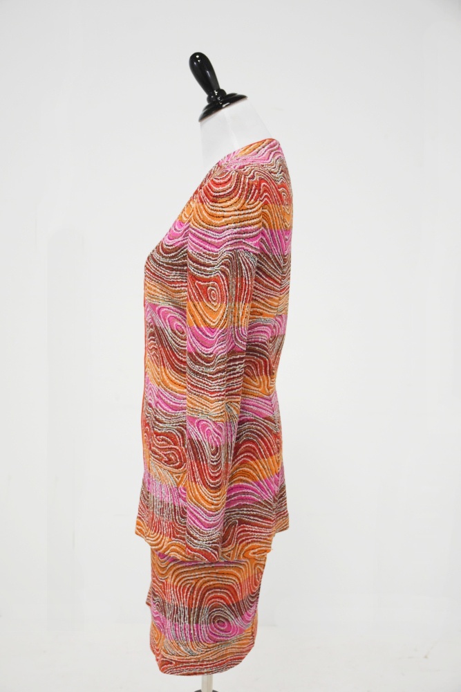 Missoni Italian Made Knit Jacket and Skirt in a Colorful Swirl Pattern