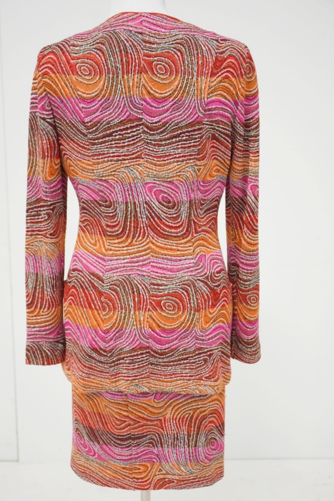 Missoni Italian Made Knit Jacket and Skirt in a Colorful Swirl Pattern