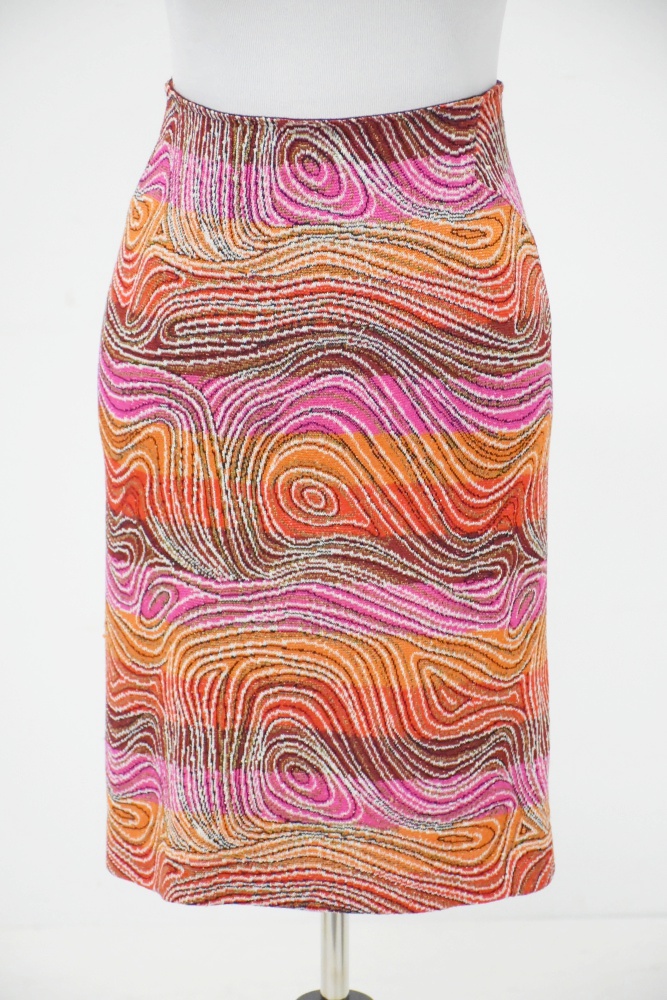Missoni Italian Made Knit Jacket and Skirt in a Colorful Swirl Pattern