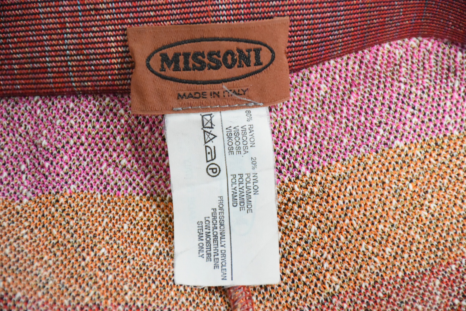 Missoni Italian Made Knit Jacket and Skirt in a Colorful Swirl Pattern