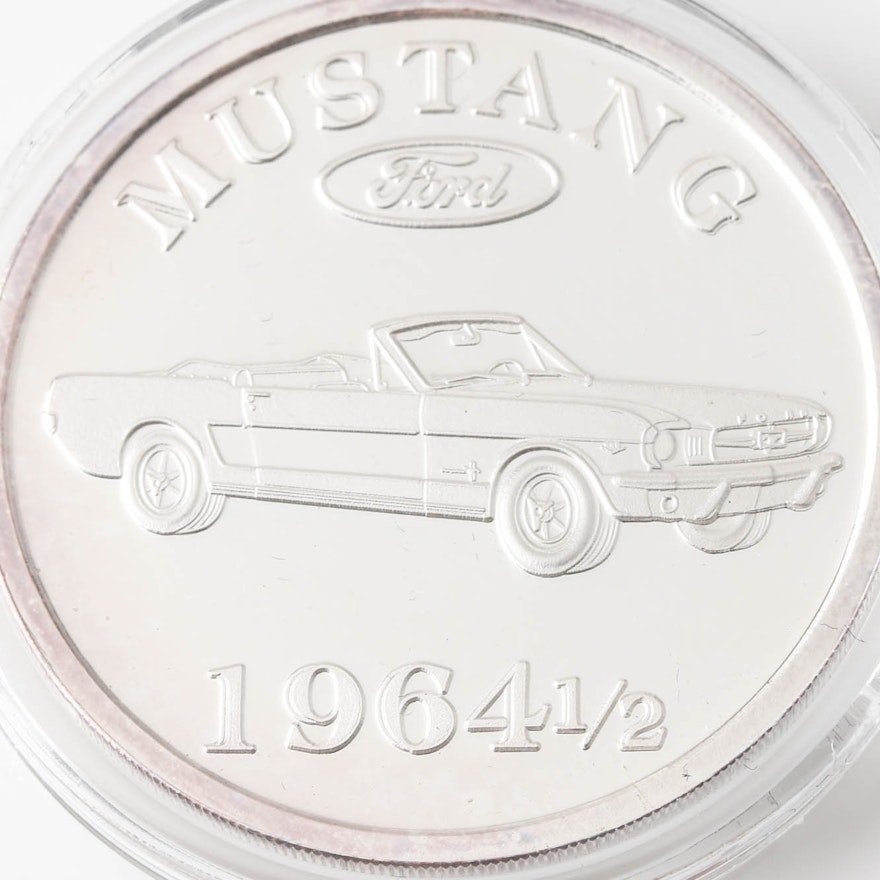 1964 1/2 Mustang One Troy Ounce .999 Fine Silver Round