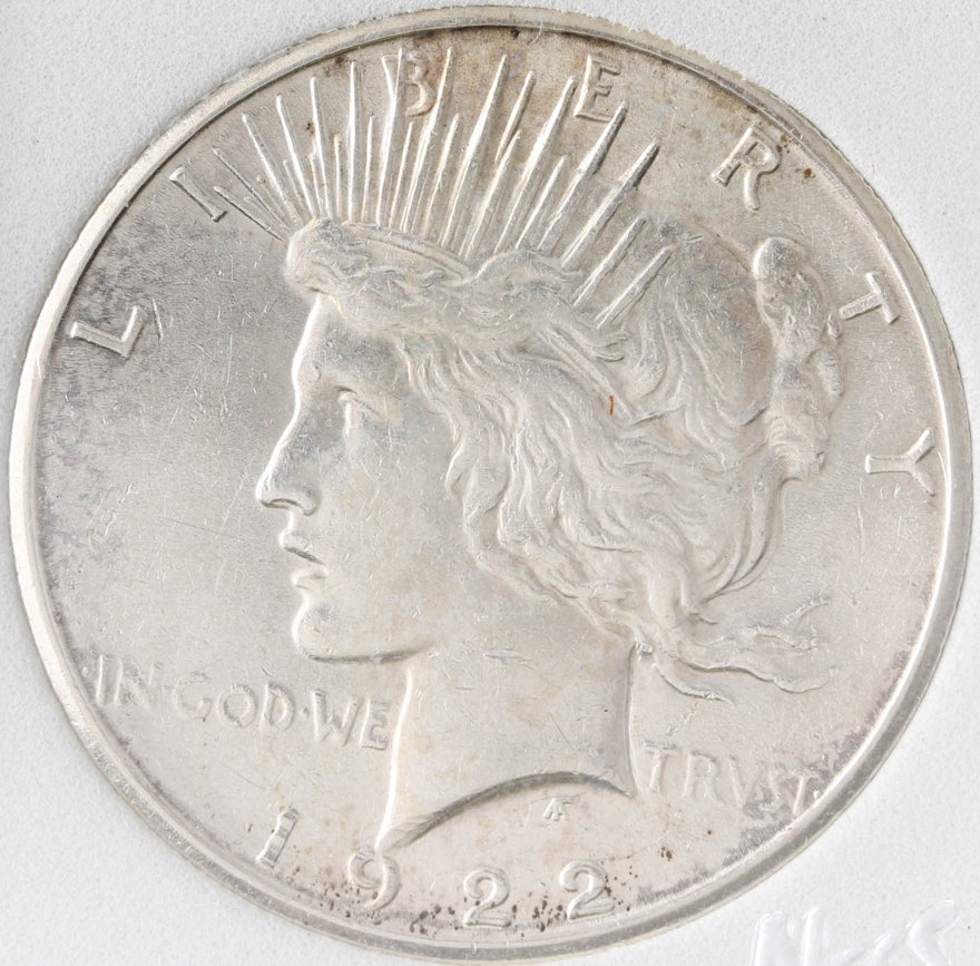 1922 S Silver Peace Dollar