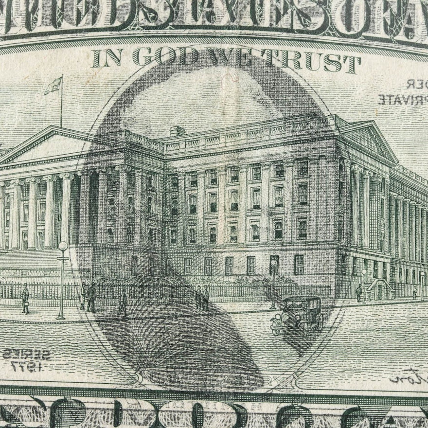 1977 $10 Federal Reserve Note Offset Printing Error