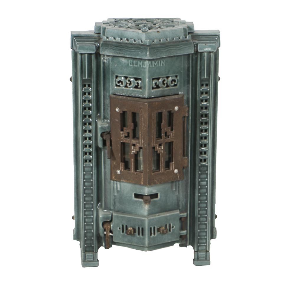 Art Deco Enameled Cast Iron Parlor Stove by Les Fonderies Bruxelloises