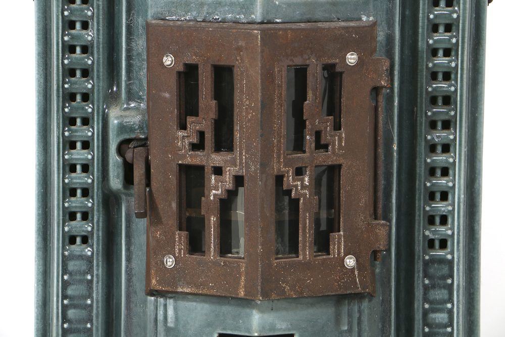 Art Deco Enameled Cast Iron Parlor Stove by Les Fonderies Bruxelloises
