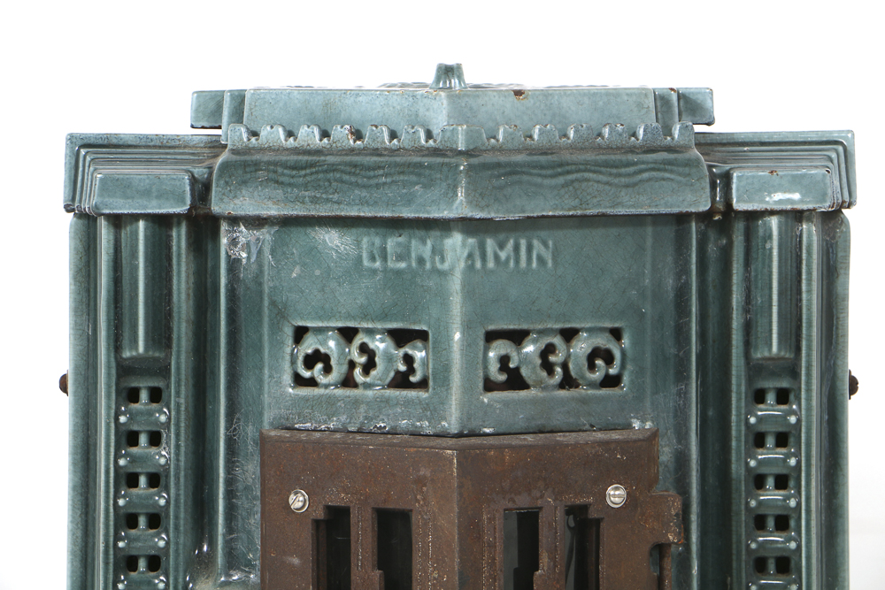 Art Deco Enameled Cast Iron Parlor Stove by Les Fonderies Bruxelloises