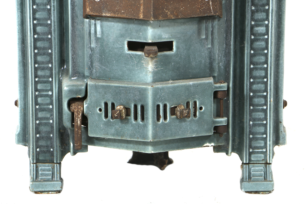 Art Deco Enameled Cast Iron Parlor Stove by Les Fonderies Bruxelloises