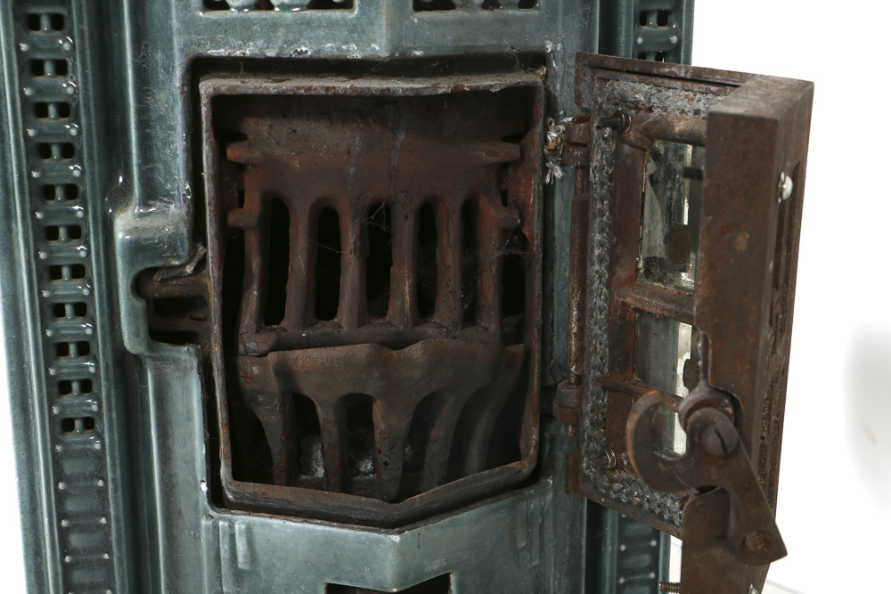 Art Deco Enameled Cast Iron Parlor Stove by Les Fonderies Bruxelloises