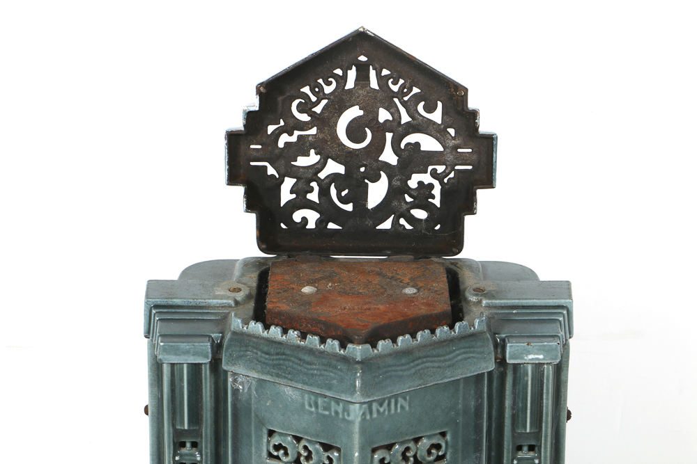 Art Deco Enameled Cast Iron Parlor Stove by Les Fonderies Bruxelloises