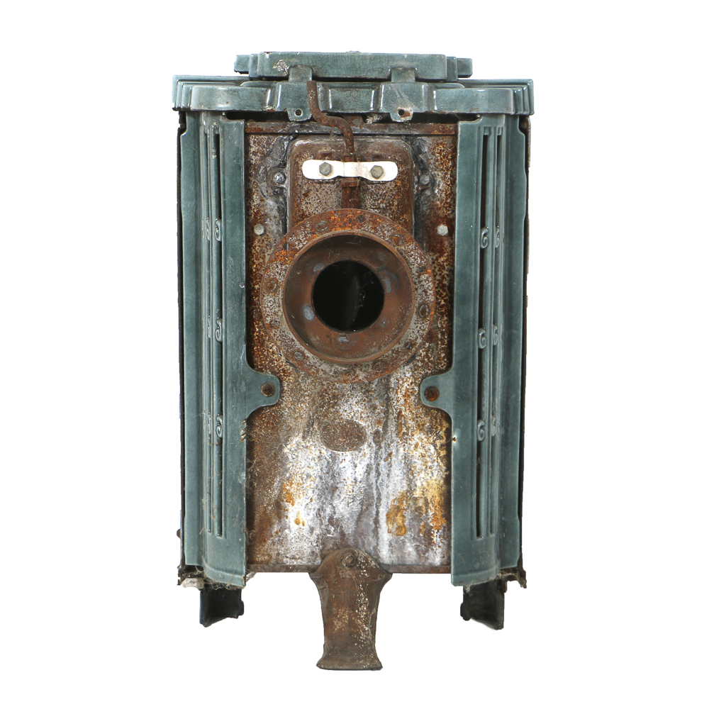 Art Deco Enameled Cast Iron Parlor Stove by Les Fonderies Bruxelloises