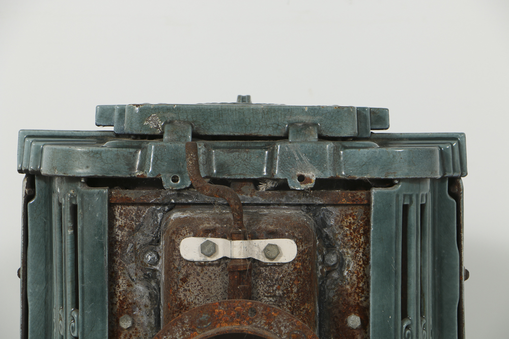 Art Deco Enameled Cast Iron Parlor Stove by Les Fonderies Bruxelloises