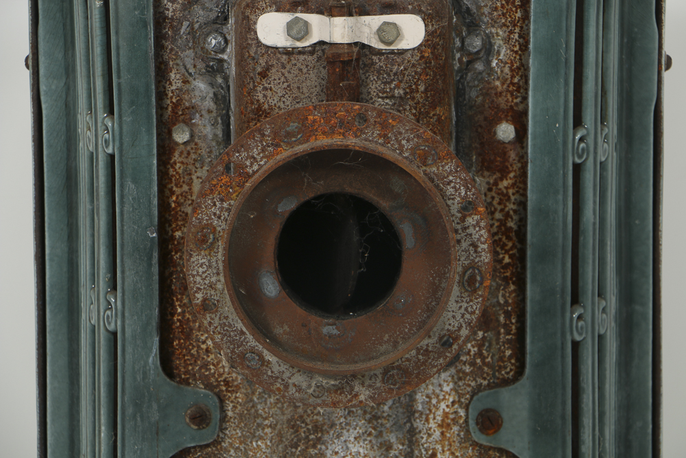 Art Deco Enameled Cast Iron Parlor Stove by Les Fonderies Bruxelloises