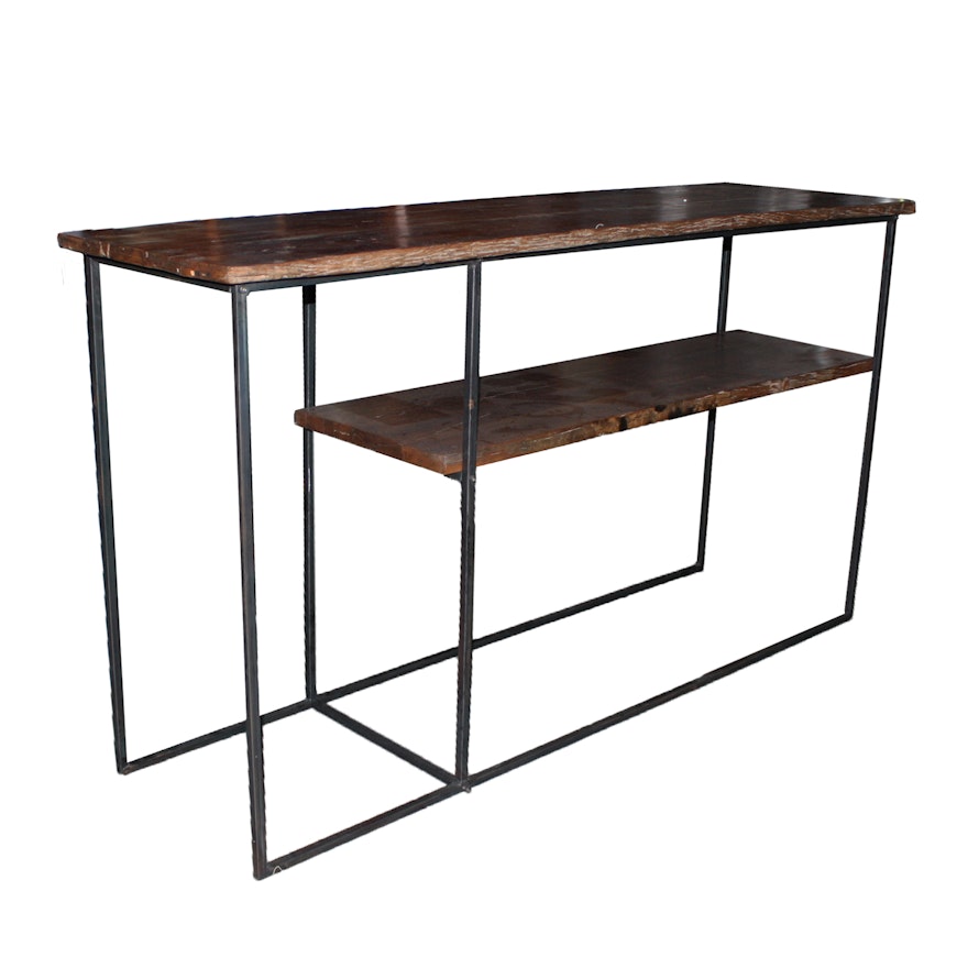 Distressed Wood and Metal Console Table