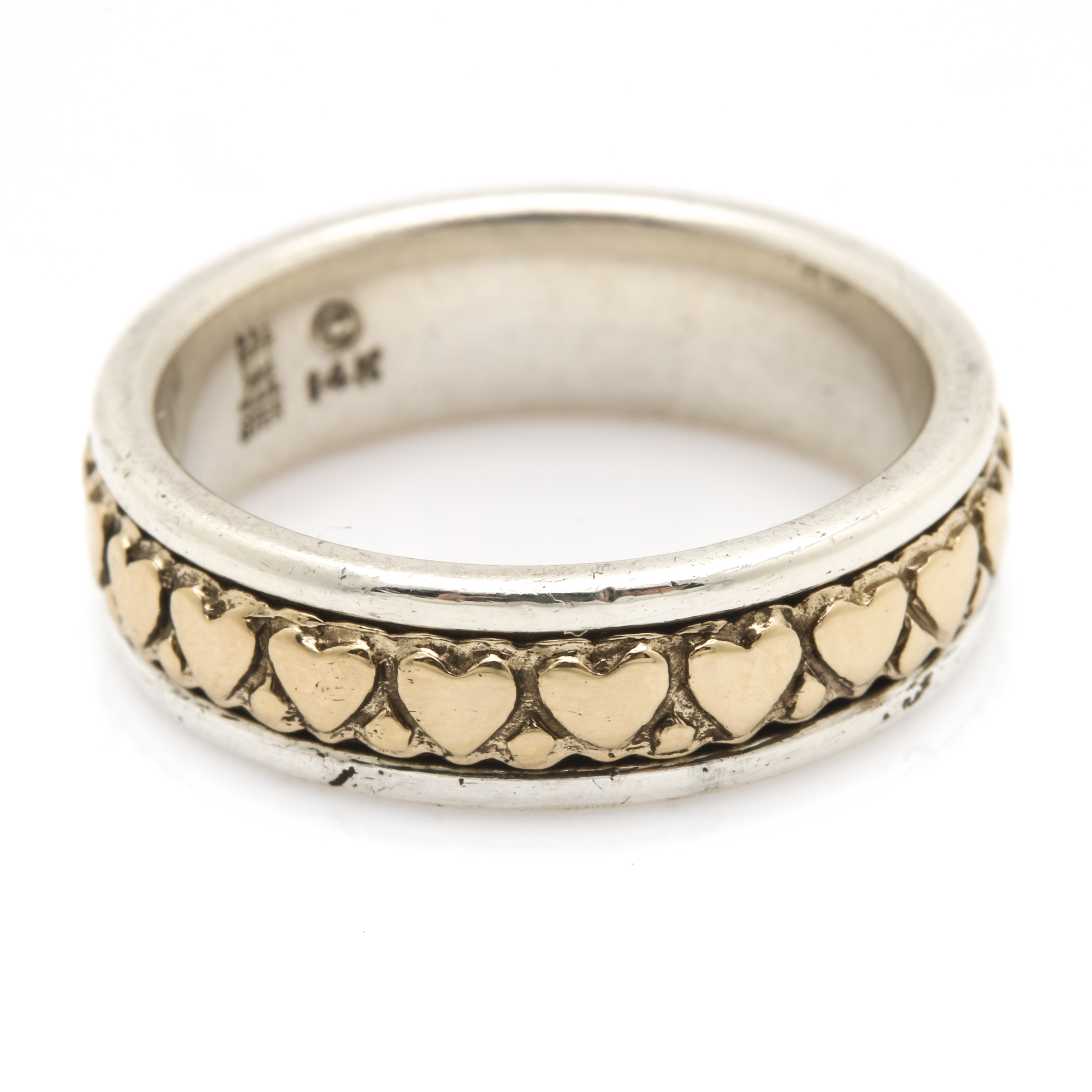 James Avery Sterling Silver Heart Ring with 14K Yellow Gold Accents