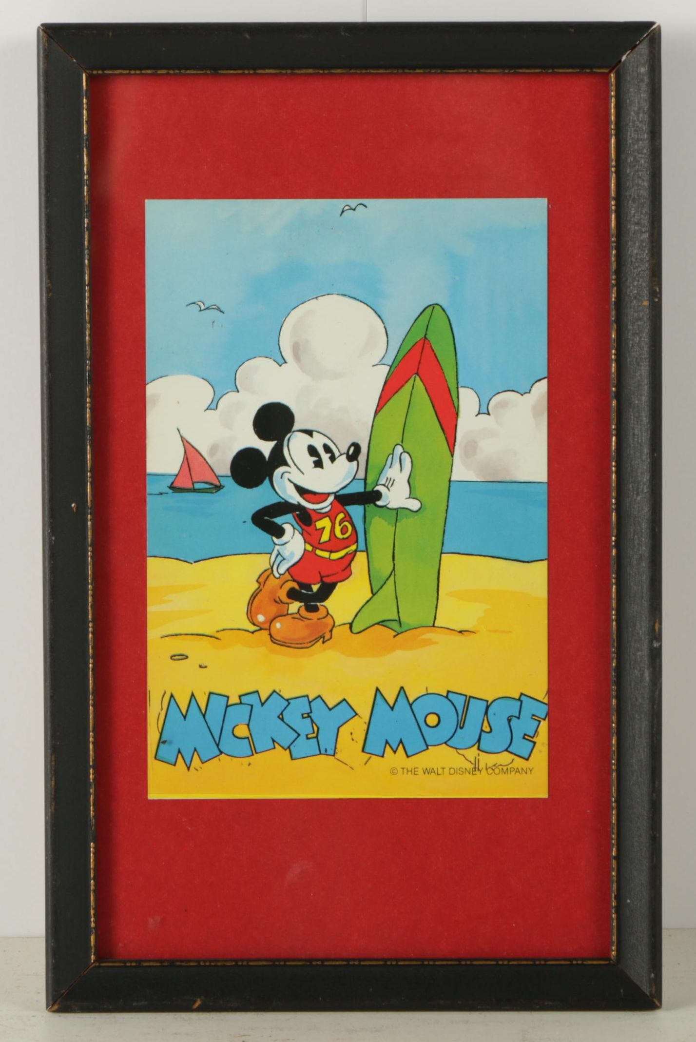 Framed Vintage Mickey Mouse Books and Memorabilia