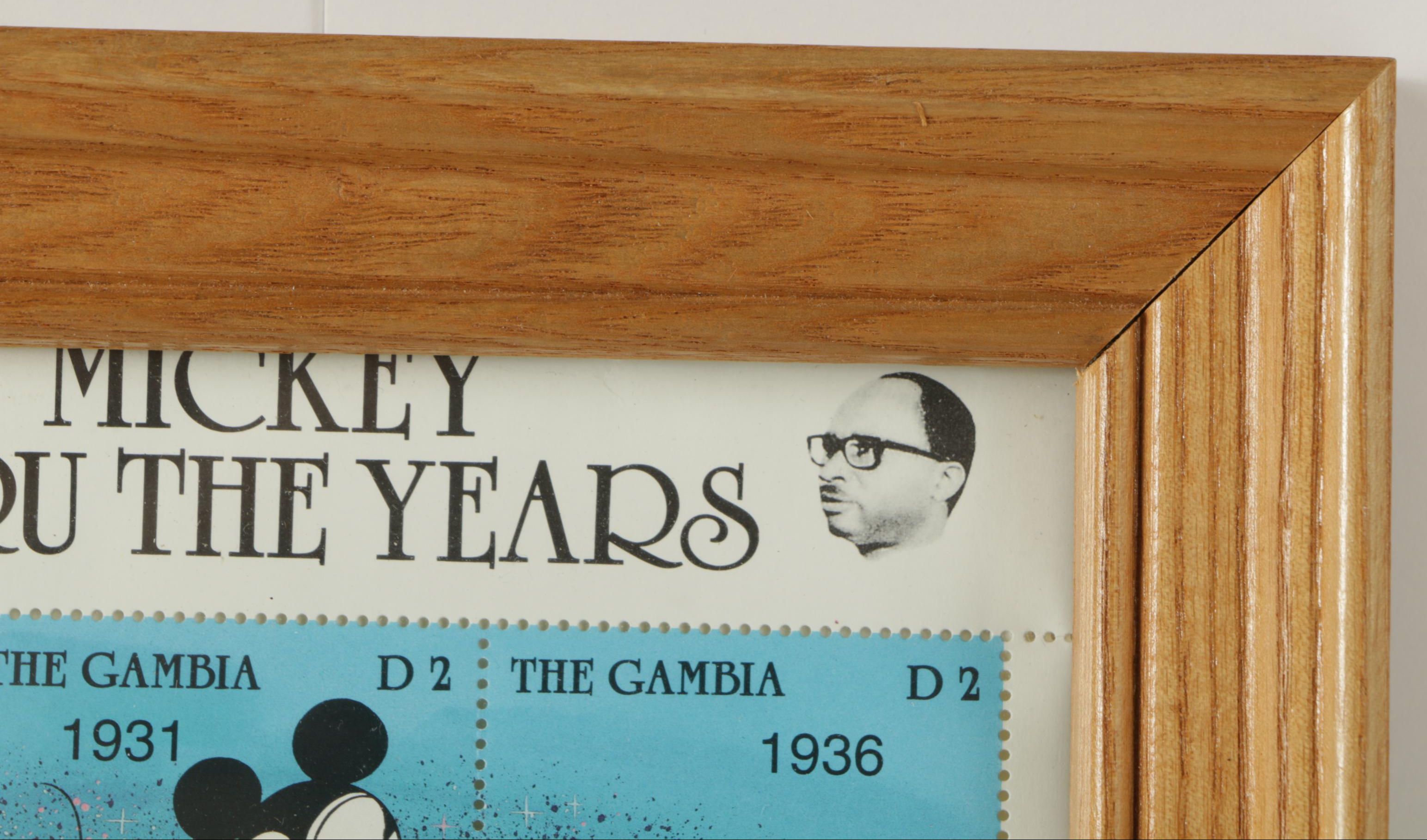 Framed Vintage Mickey Mouse Books and Memorabilia