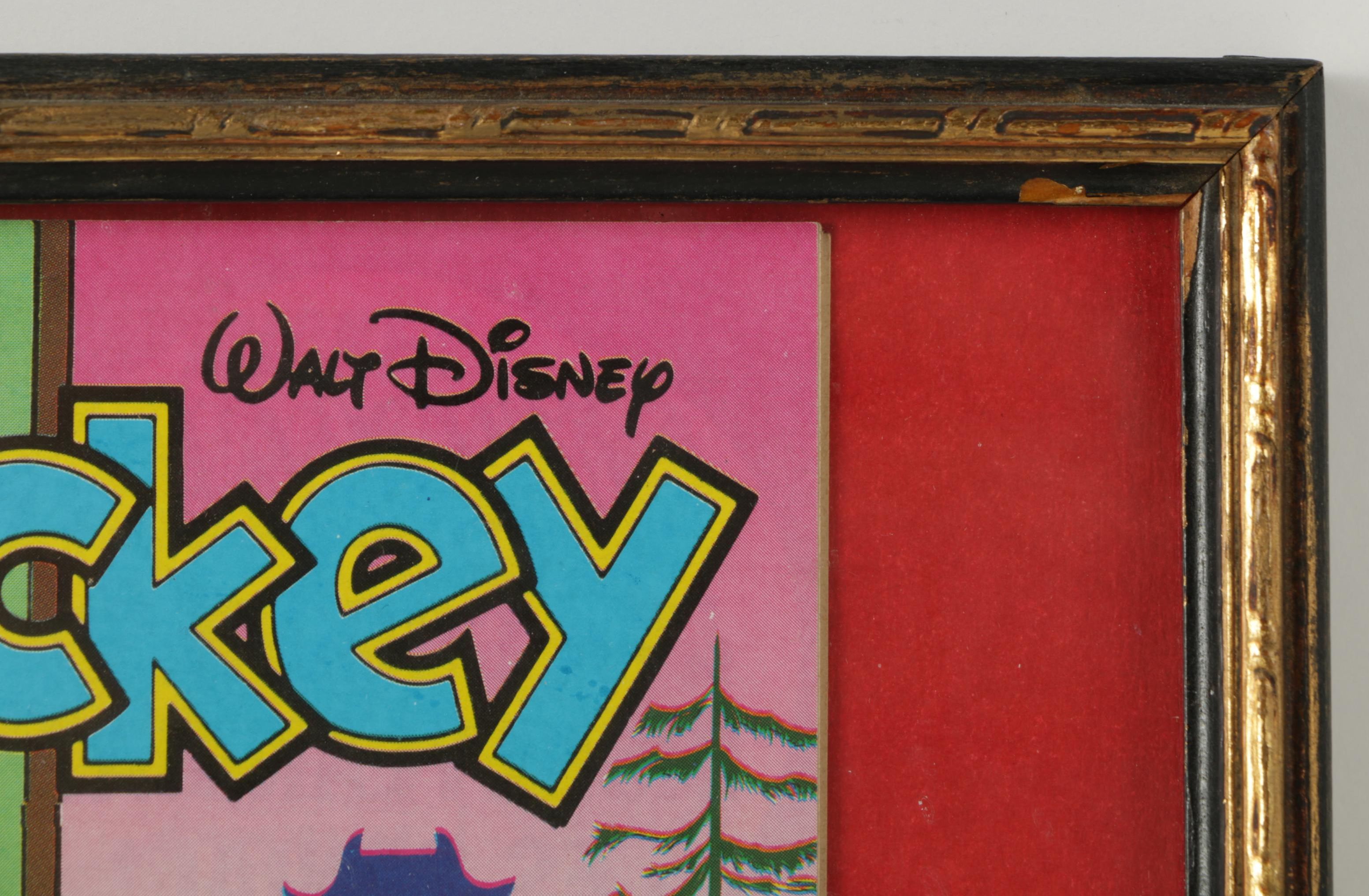 Framed Vintage Mickey Mouse Books and Memorabilia