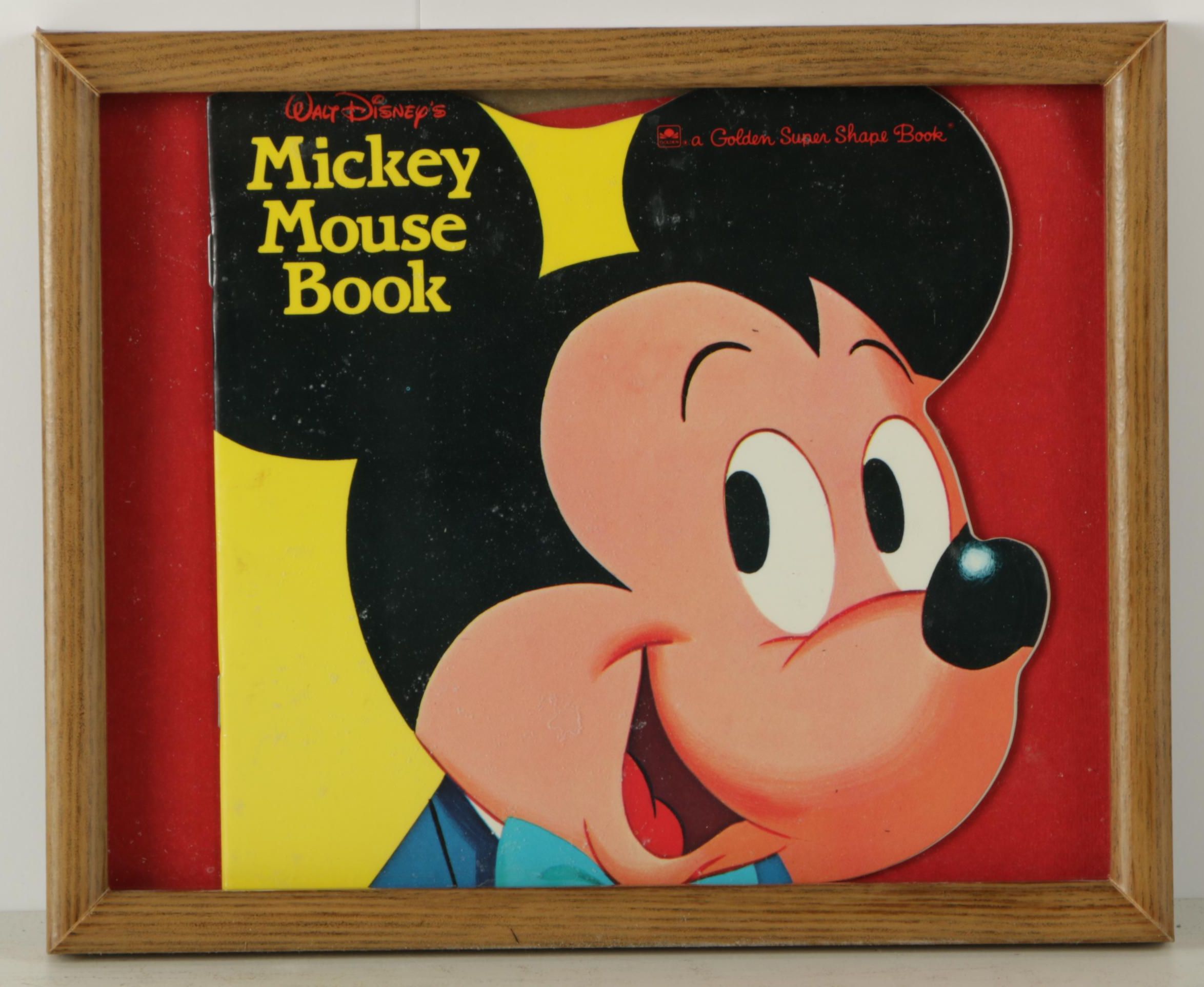 Framed Vintage Mickey Mouse Books and Memorabilia