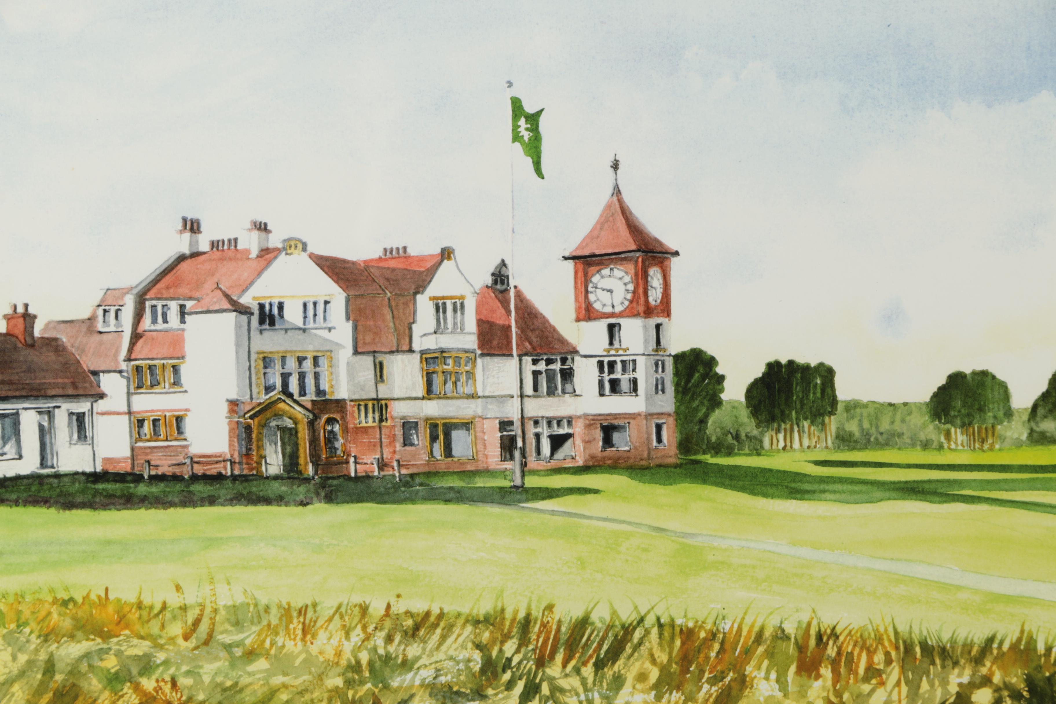 Reproduction Print After Watercolor of Formby Golf Club Clubhouse