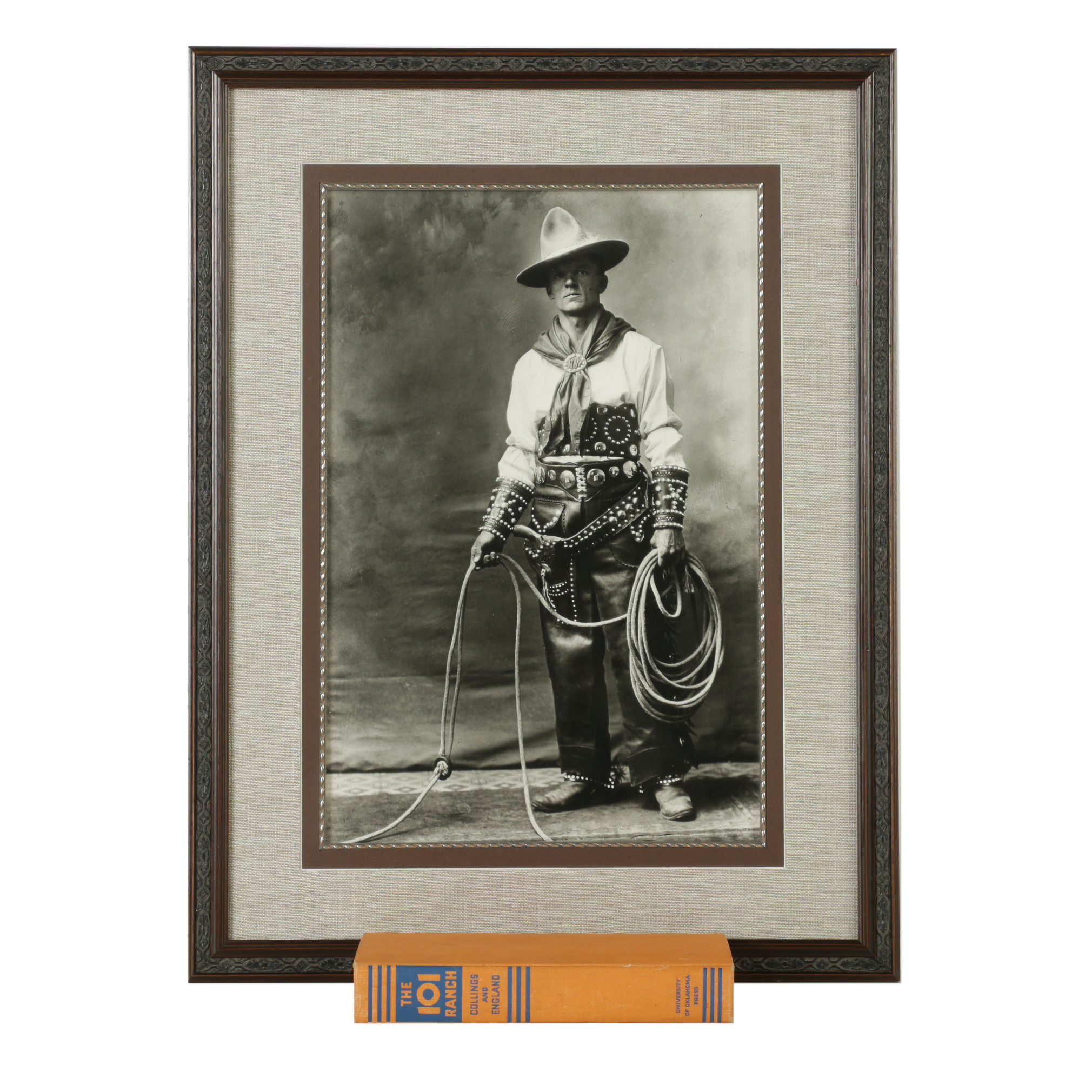 Photograph of Wild West Performer "Tex" Cooper and 101 Ranch Book
